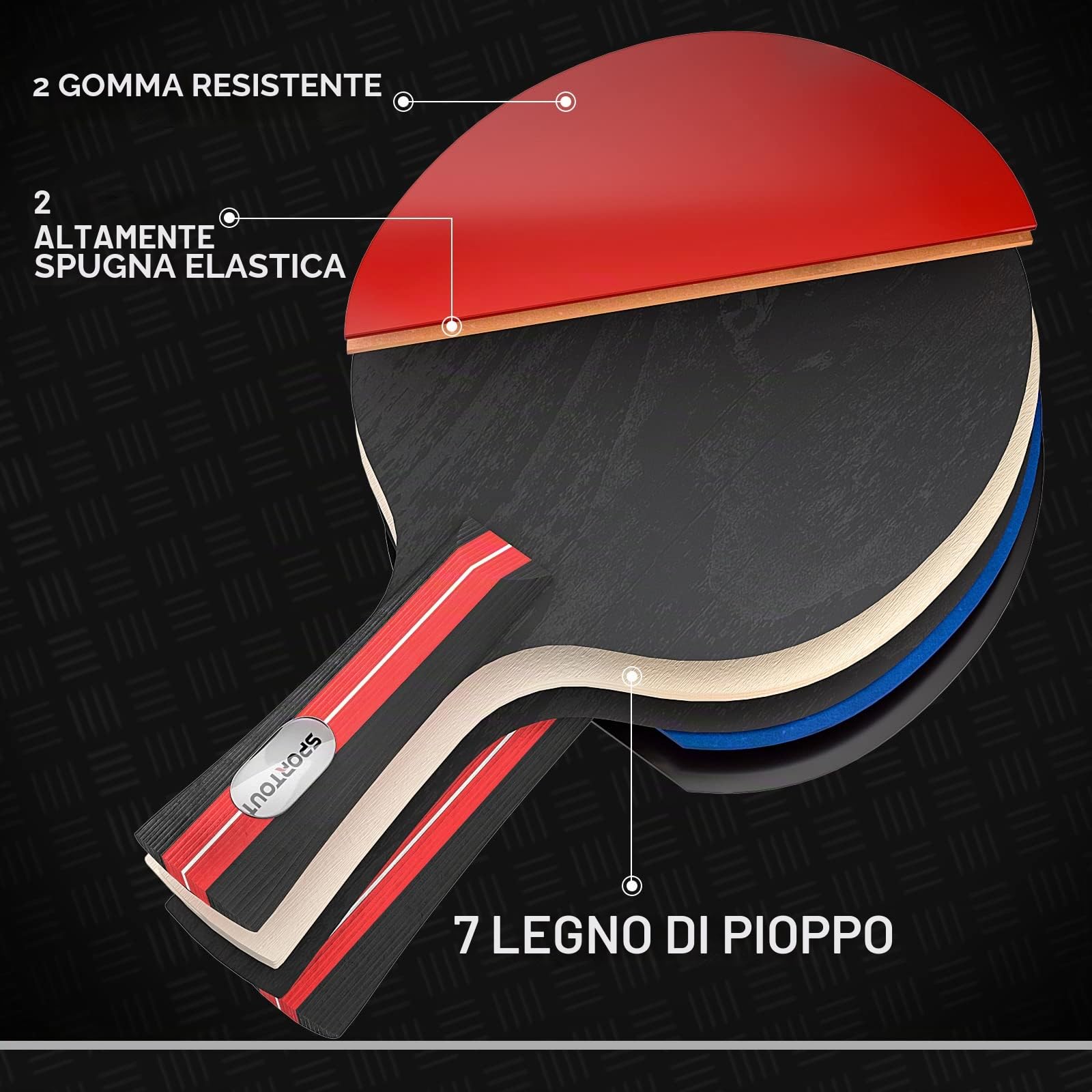 Racchette da Ping Pong, Ping Pong Set da Tavolo Portatile, con per Bambini, Famiglie principianti