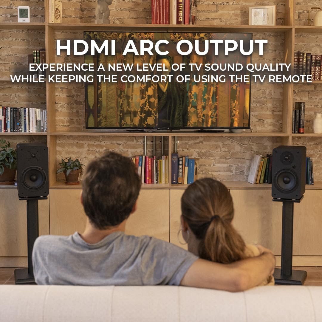 VULKKANO A6 ARC Altavoces Autoamplificados con Woofer de 6.5", Bluetooth 5.0, HDMI ARC, Optica, RCA, USB, con Salida Subwoofer, Monitores de Estudio HiFi con Diseño Elegante, Color Marron