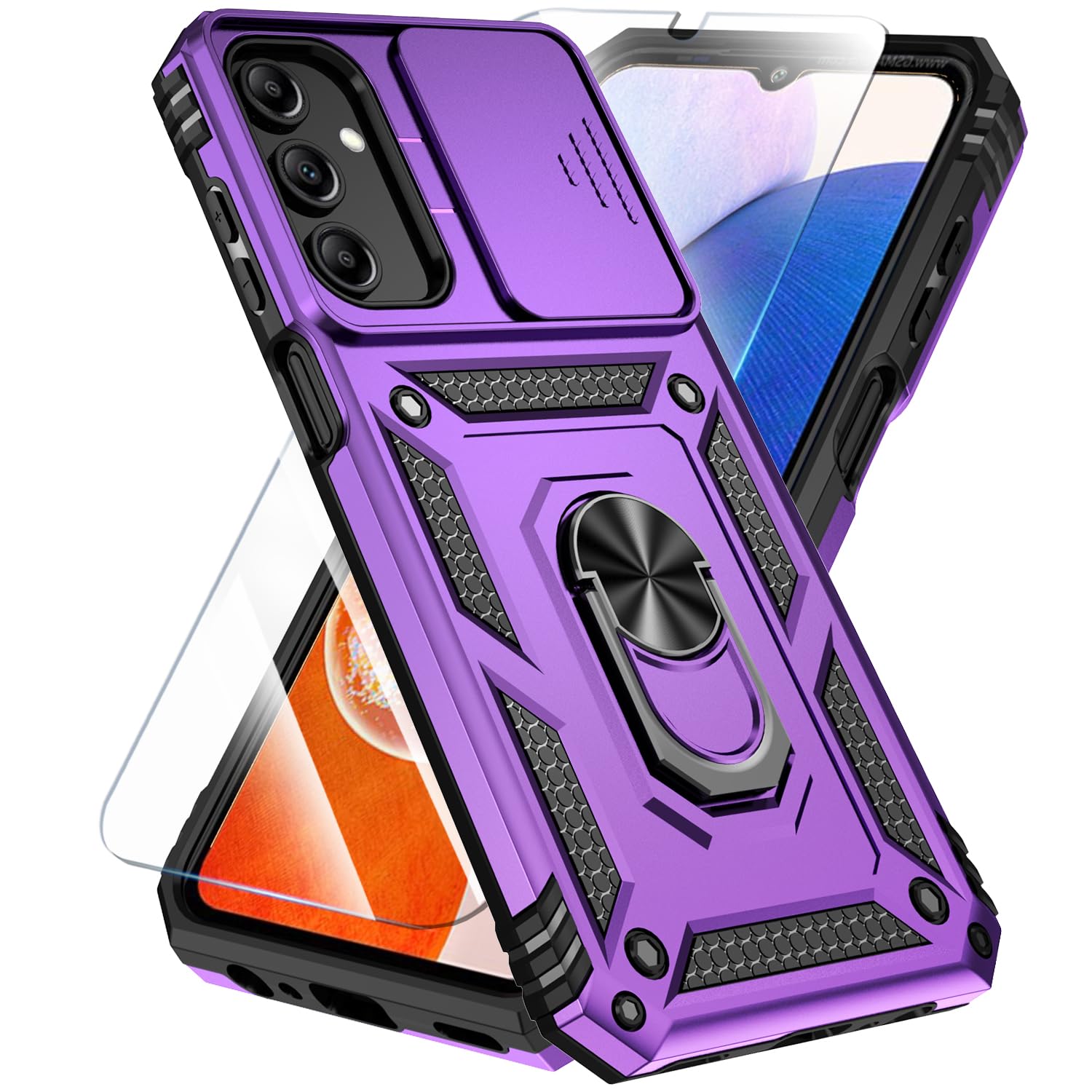 SunStory Phone Case Compatible with Samsung Galaxy A16 5G Case with HD Screen Protector & Slide Camera Cover & Kickstand, [Military-Grade] Phone Case