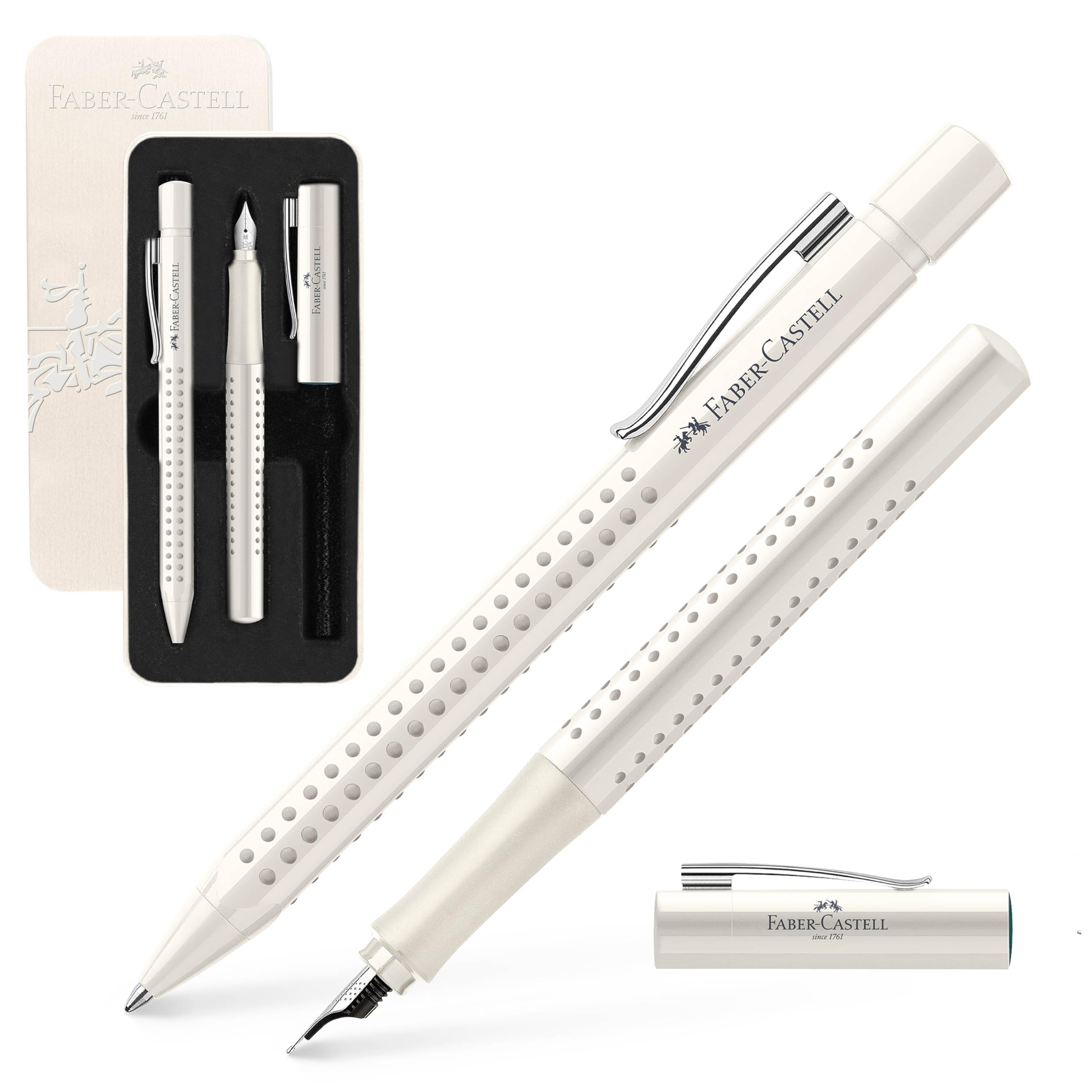 Faber-Castell Fountain pen M/Ballpoint pen set Grip 2010 coconut milk