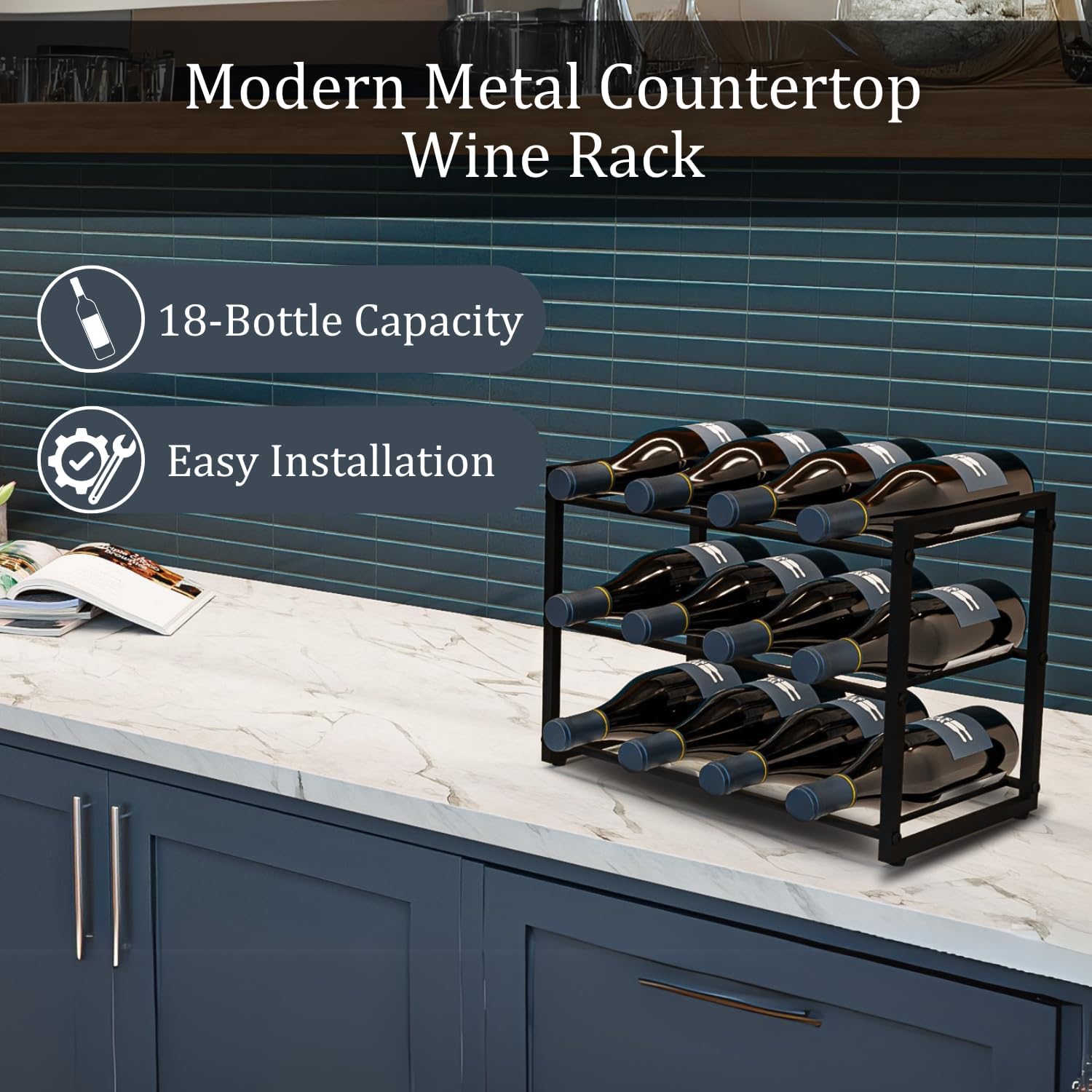 Modern Metal Countertop Wine Rack