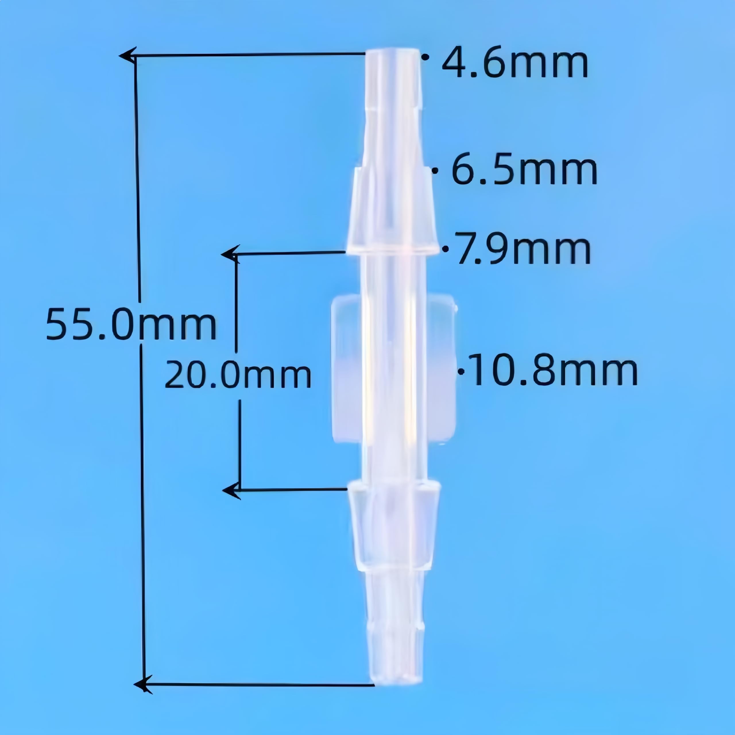 25 sztuk plastikowych złączek do węży wielokrotnego użytku, równych prostych adapterów z kolcami do laboratorium i żywności(4.8mm 3/16inch Wing)