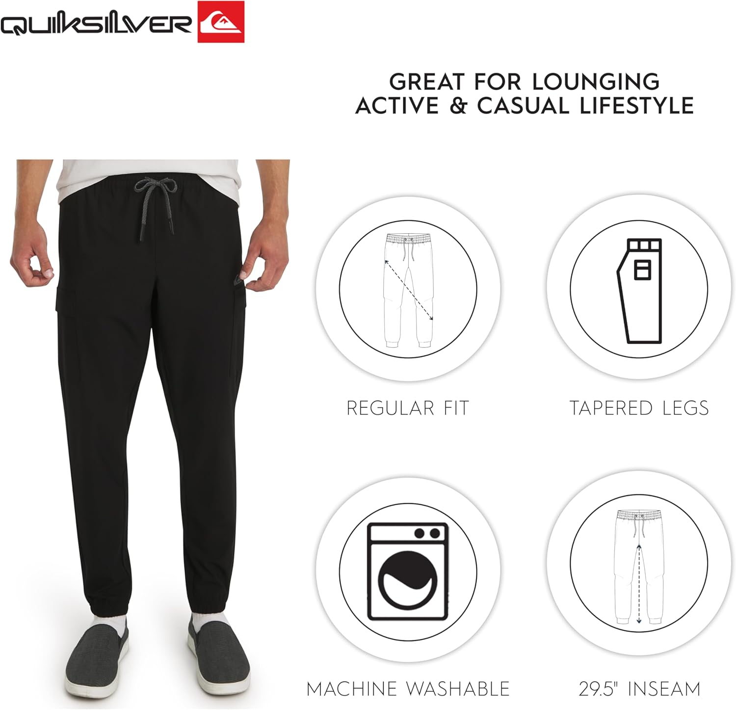 Quiksilver Men's Regular Fit Active Performance Midweight Cargo Woven Jogger Pants (S-XL) - Image 7
