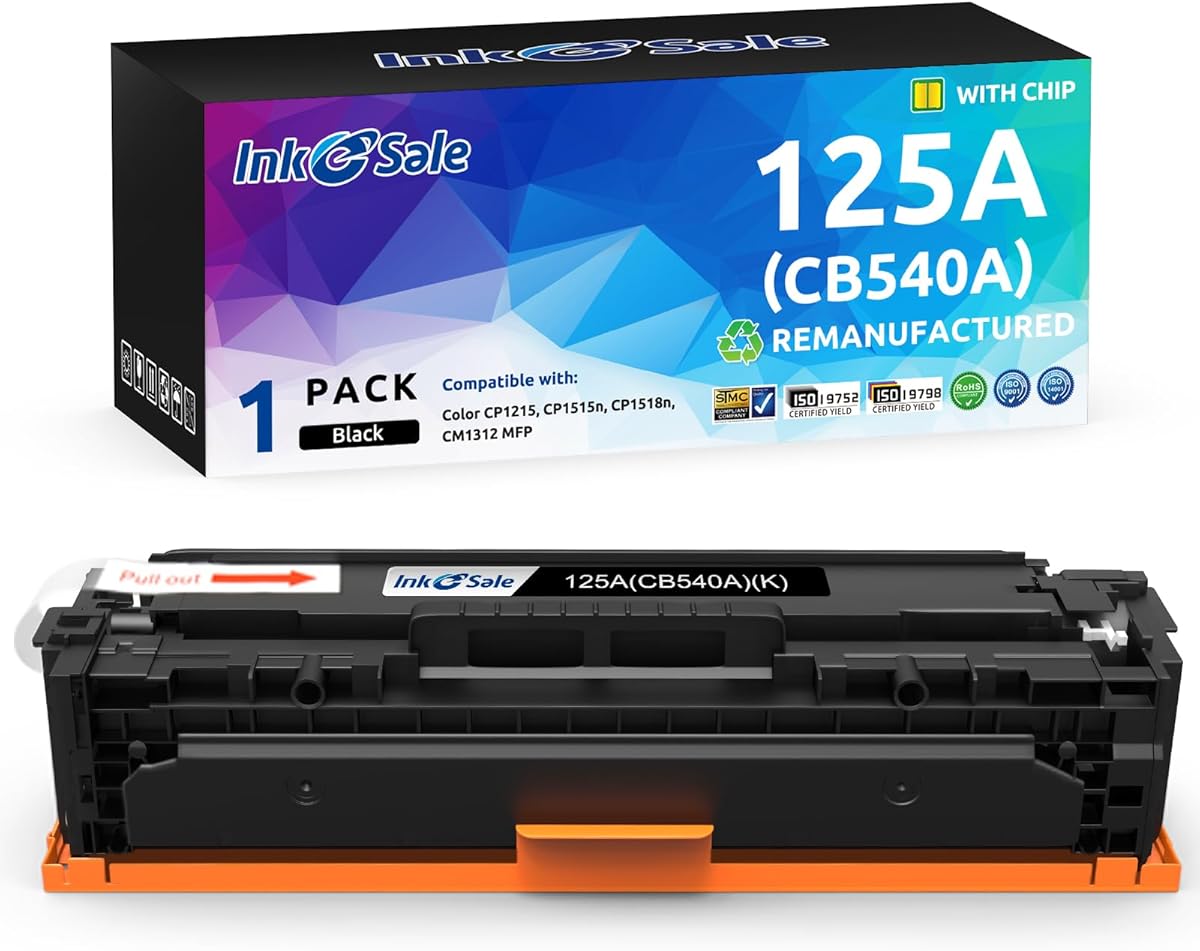 INK E-SALE 1 Pack Remanufactured Toner Cartridge Replacement for HP 125A CB540A Canon 116 Black Toner for HP Color LaserJet CP1215 CP1515n CP1518ni CM1312 CM1312nfi MFP CP1513n CP1514n Printer