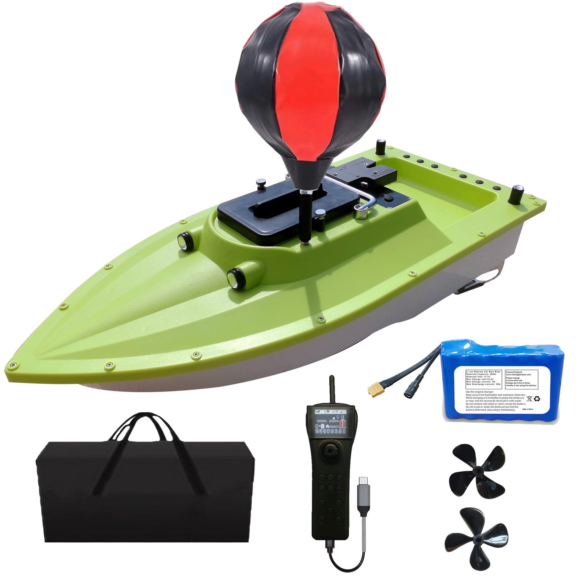 S80 Brushless Motor Super Speed Saltwater RC Fishing Bait Boat with GPS for Surf Fishing with 2 Line Releases,22,000mah Battery,IP 66 Waterproof,500M Range,5 Meters/Second