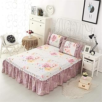 Bed Skirt Cotton lace Four Seasons Valance Simple Non-Slip Bed valances Double Bed Valance Fitted Sheet King Resistant Ruffled Valance Sheet Washable dust Ruffle