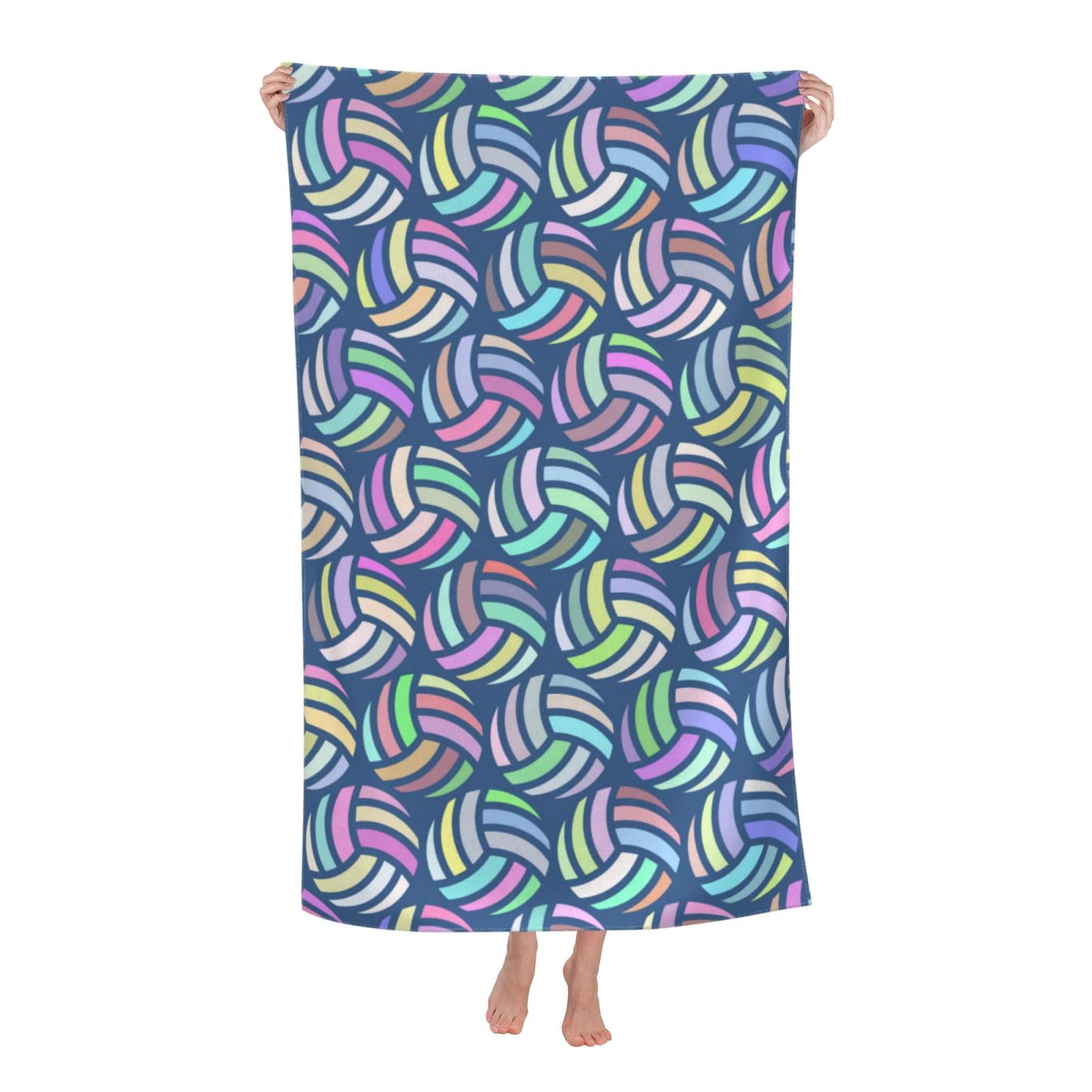 HKHEHOP Pretty Volleyball Ball Beach Towel Quick Dry Microfiber Bath Towels for Bathroom Soft Sand Free Beach Towels Summer Essentials Travel Swimming
