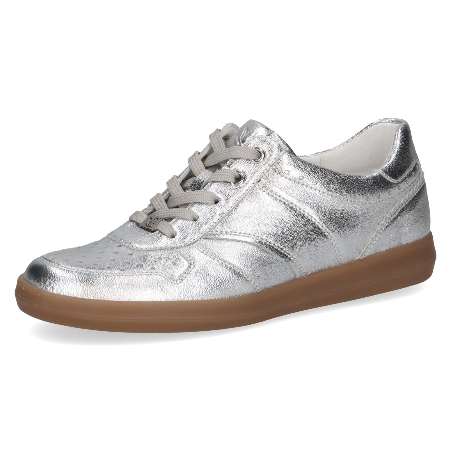 CAPRICE Women's Flat Sneakers, Metallic (Silver Metal.), 6.5 UK