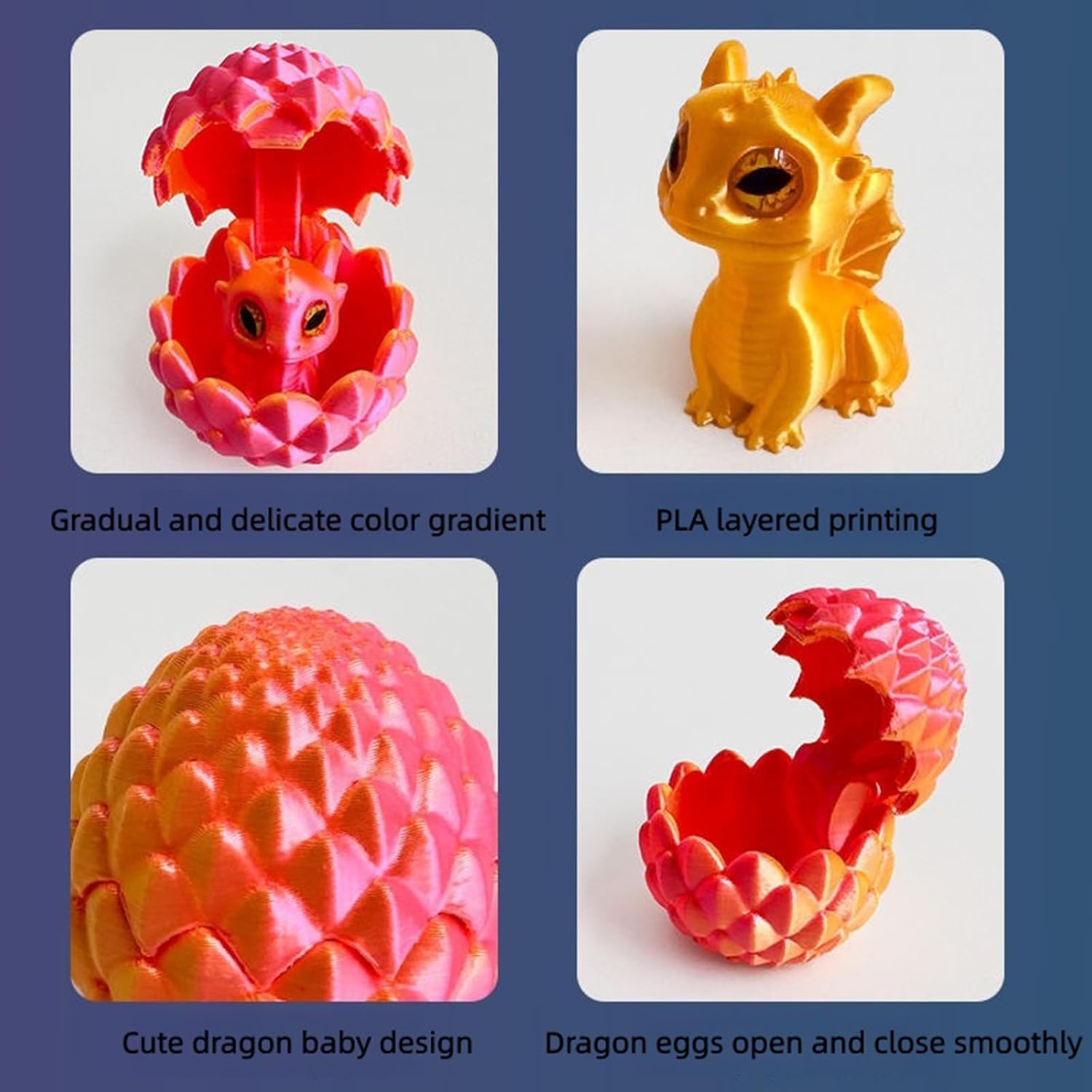 24pcs 1.7in 3D Printed Mini Dragon Eggs Set With Dragon Inside,Prefilled Easter Dragon Egg,Easter Basket Stuffers Mini Mystery Crystal Egg,Easter Toys