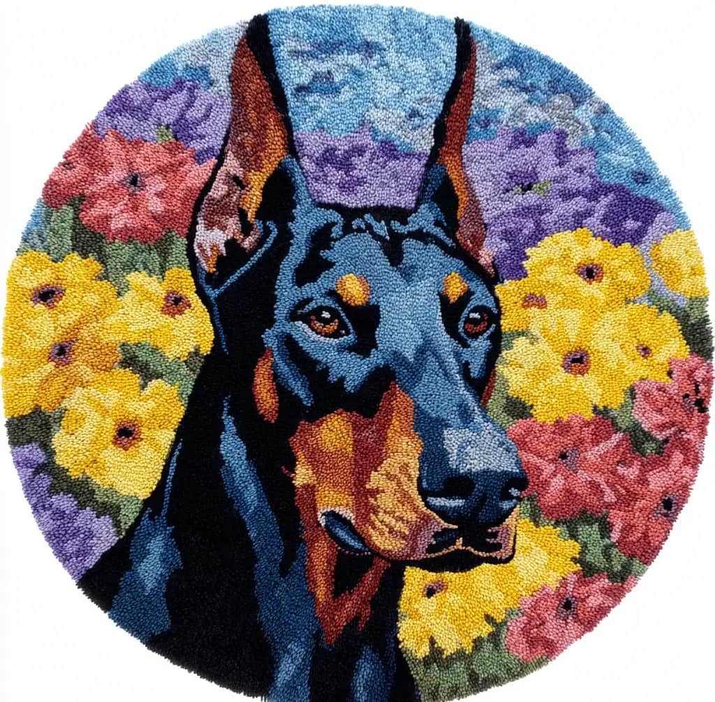 Kitquiver Latch Hook Craft Kit Rug Doberman 50X50Cm