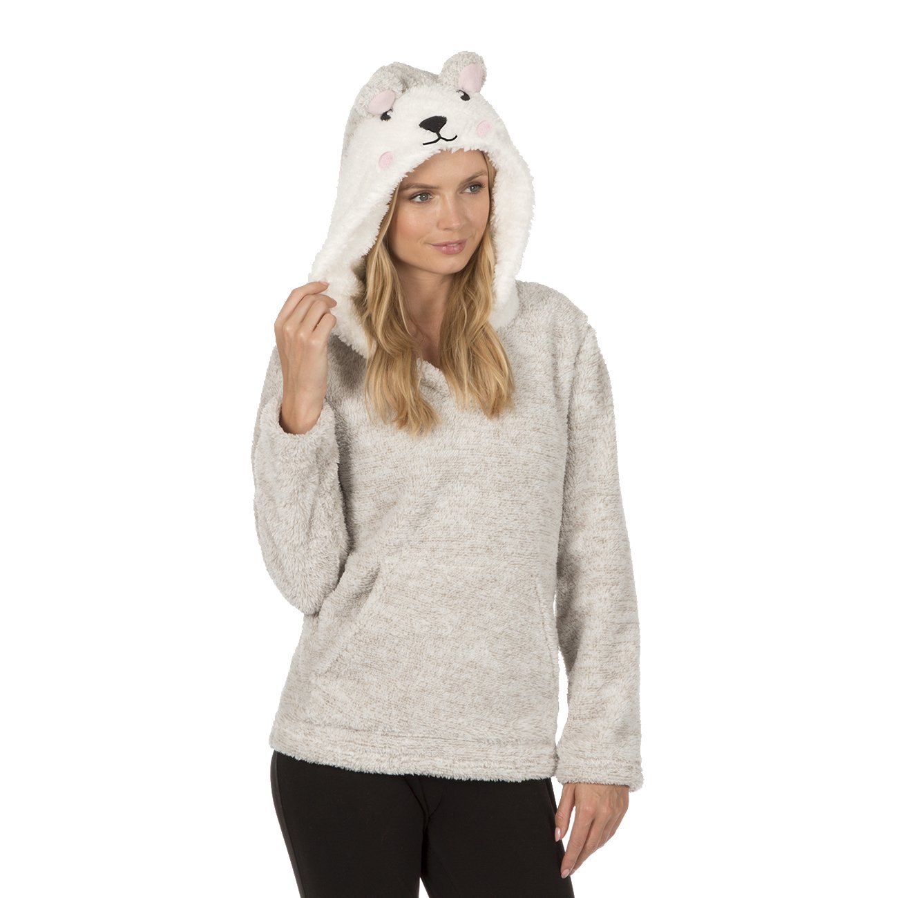 Forever Dreaming Women's Hooded Pyjama BedTop Snuggle Fleece Taupe L