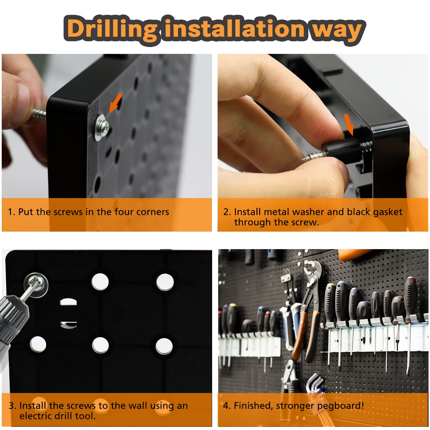 4pcs Pegboard Wall Organizer Panels , Mount Display Pegboard Kits Fit