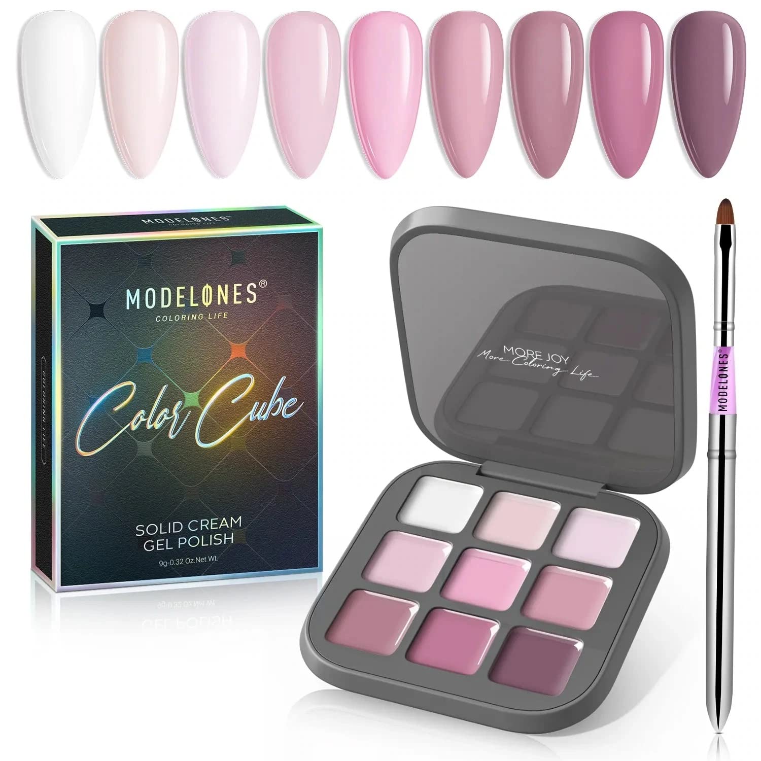 MODELONES Gel Nail Polish Set from BELLE GAGA™ 9 Colors Solid Gel Polish Pudding Gel W/Pro Nail Art Brush Upgraded Creame Manicure Palette Soak Off LED Nail Art Kit Salon DIY (B101030009A)-picture-11