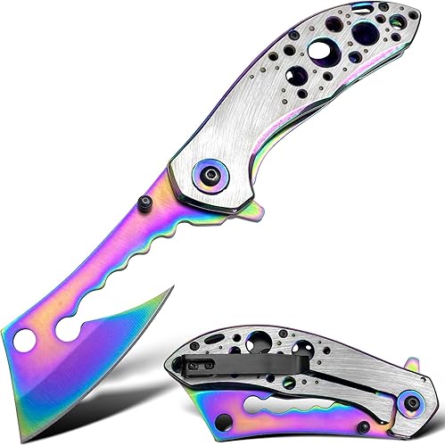 AULAKNIV Cuchillo de bolsillo plegable con clip, hoja estilo navaja EDC táctico para campamento para hombres para exteriores, senderismo,