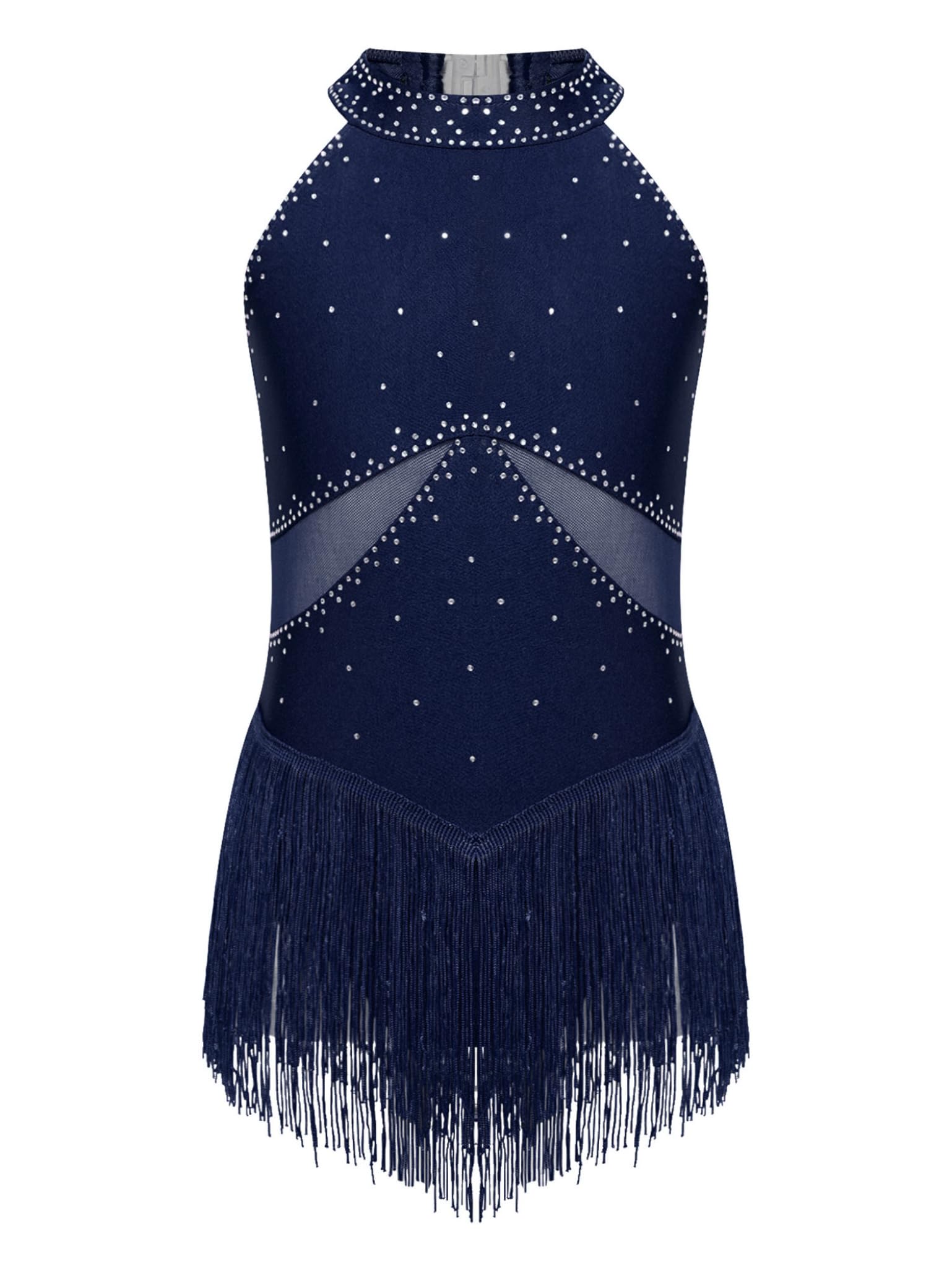 Mädchen Eiskunstlauf Kleid Glitzer Rollschuhkleid Ärmellos Ballettkleid Ballerina Chacha Salsa Latein Tanzkleid Eislaufen Tanzkleidung