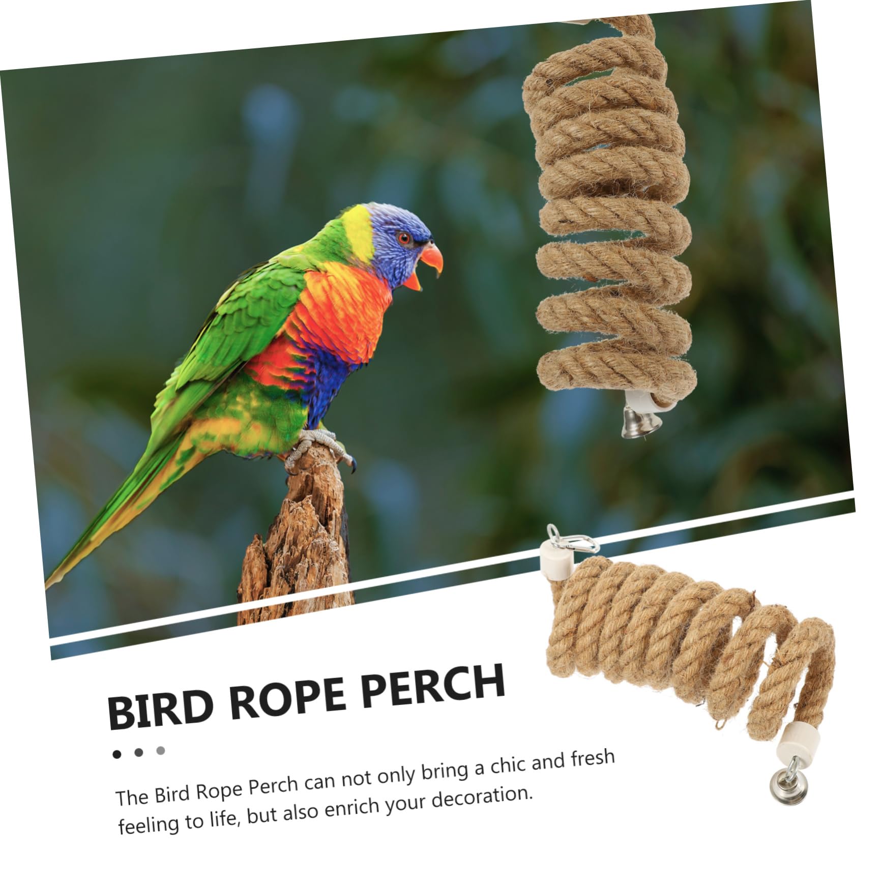 Gatuida Giocattolo a Corda per Arrampicata per Pappagalli Khaki | Canapa e Metallo, Adatto a Uccelli e Parrots, per Arrampicare e Giocare, Decora Vari Ambienti