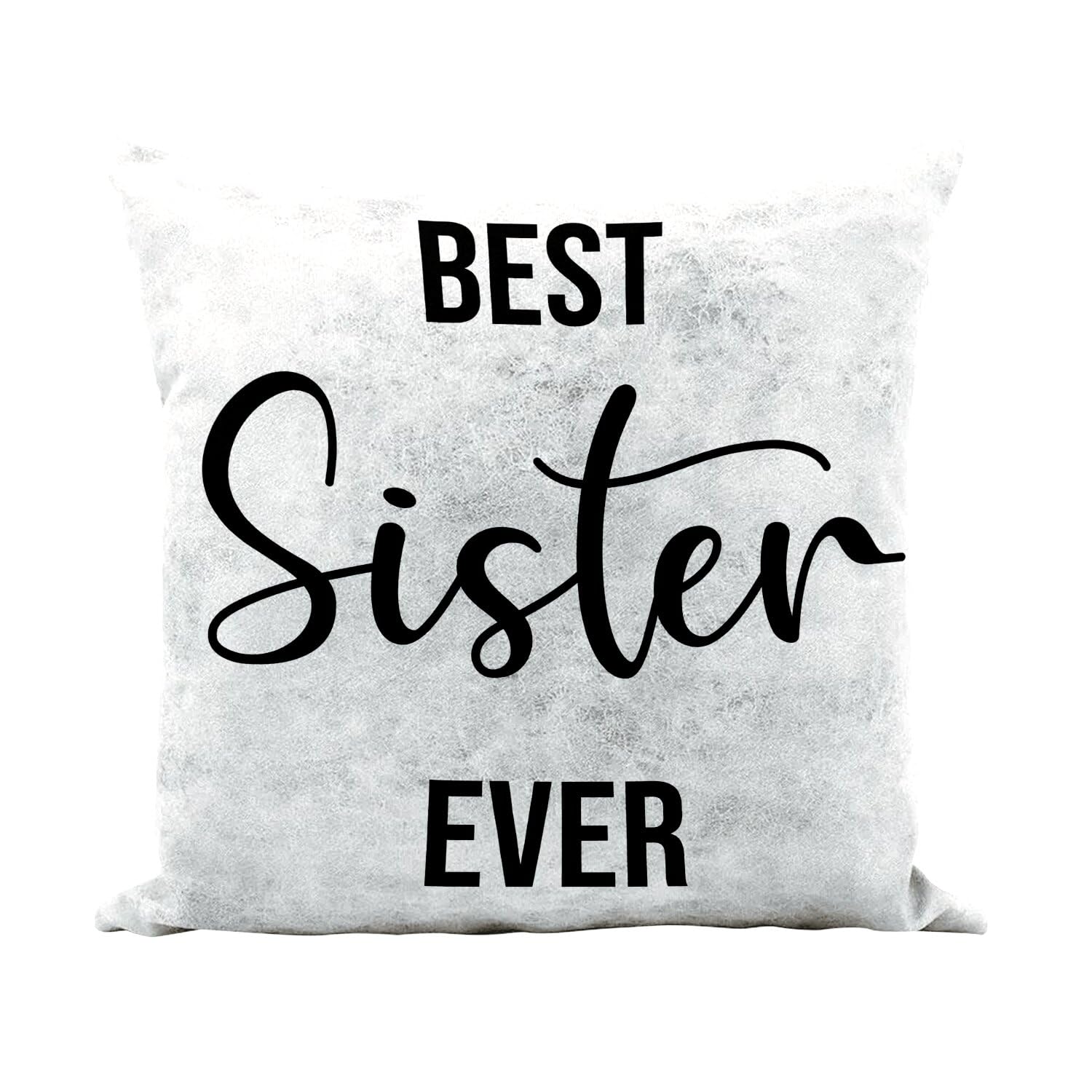 Coussin Best Sister Ever en similicuir blanc 40x40 cm : le cadeau idéal