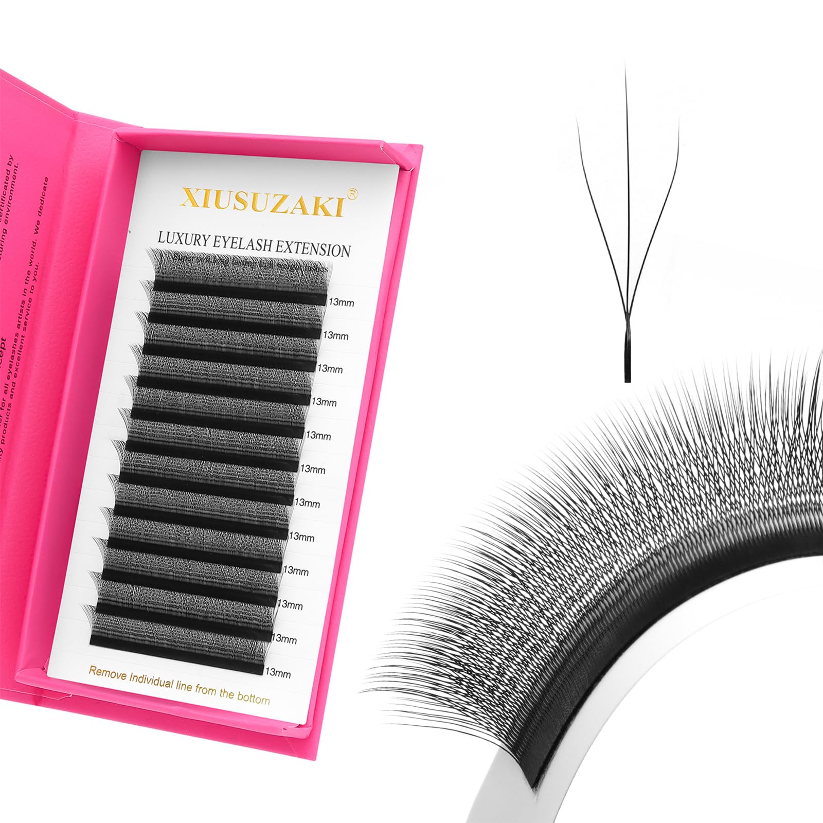 XIUSUZAKI W Eyelash Extension W Shape 3D Premade Fans 0.07 D Curl Matte Black W Lash Volume Fans(HW3D-0.07 D-8-15mm MIX)