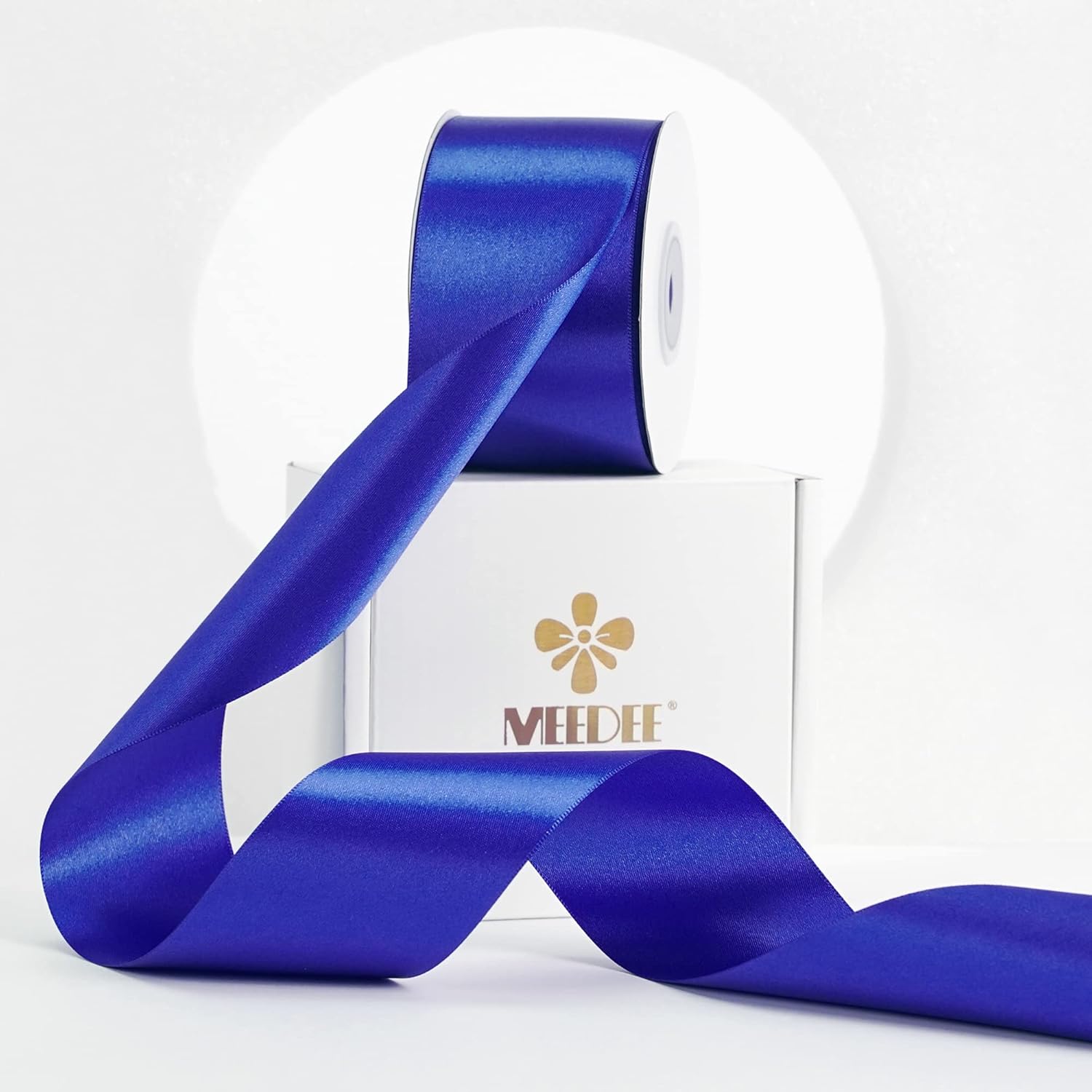 Amazon.com: MEEDEE Royal Satin Ribbon 2 Inch Royal Blue Ribbon Lux ...