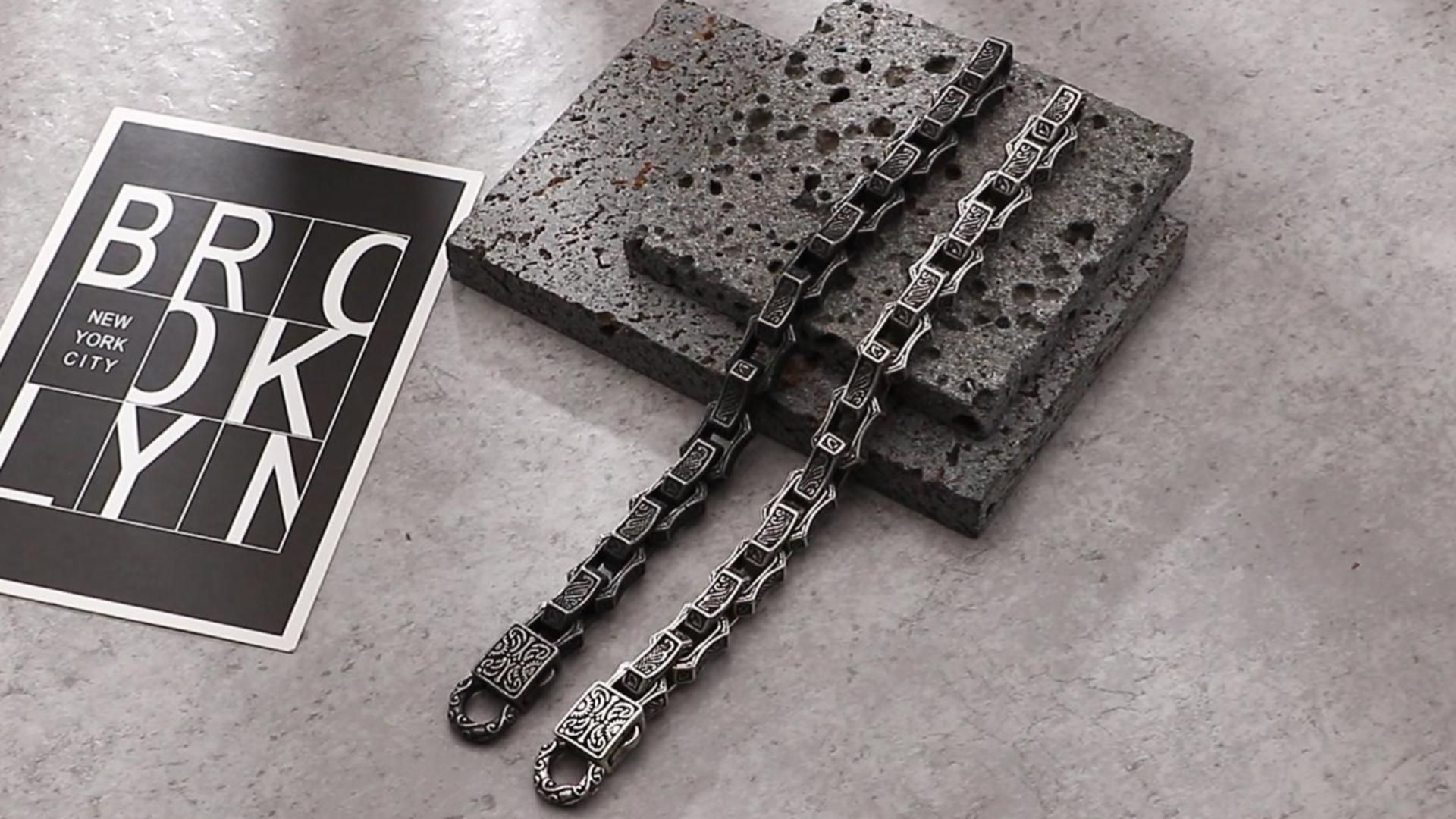 Pulsera cubana de acero inoxidable para hombre miniatura 7