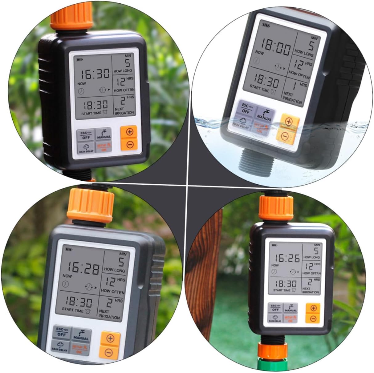 Digital Water Timer Automatic Watering System with Garden Irrigation Controller Manual Rain Delay and Lock Single Outlet Programmable Timer for Lawn and Balcony Plants
