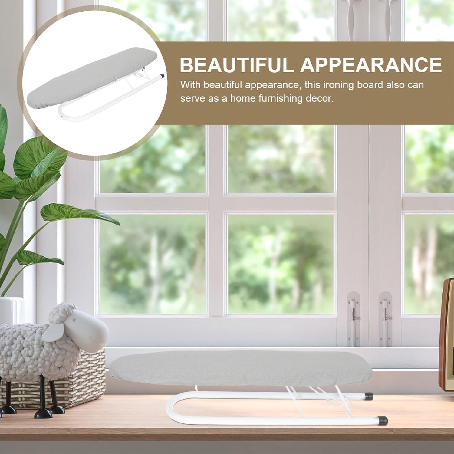 Foldable Mini Tabletop Ironing Board with Non-Slip Frame and Heat-Resistant Cover Compact Portable Clothes Ironing Tool for Sleeves Backs and Small Garments at Home Travel