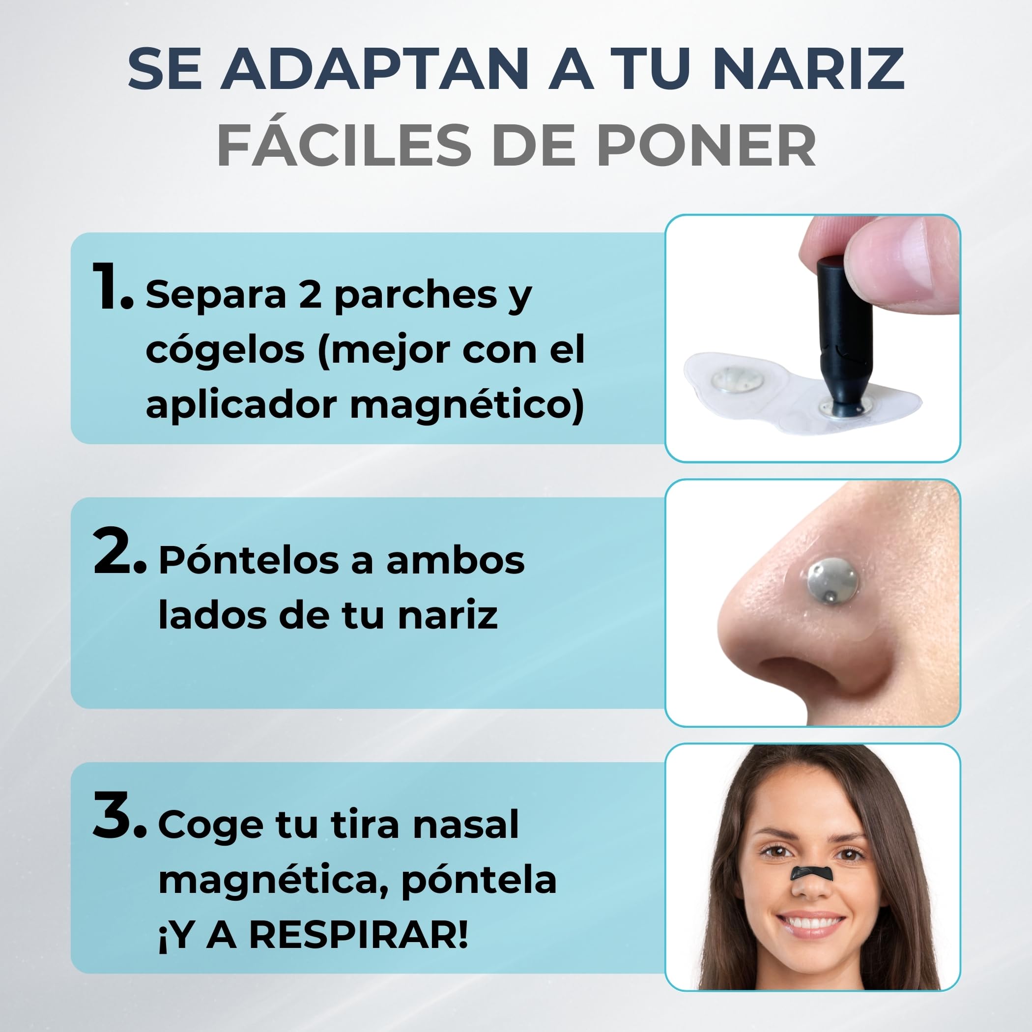 Recambios Tiras Nasales Magnéticas – 60 Parches Adhesivos Transparentes (30 Días) – Repuesto Dilatador Nasal para Respirar Mejor, Dormir y Deporte, Antironquidos