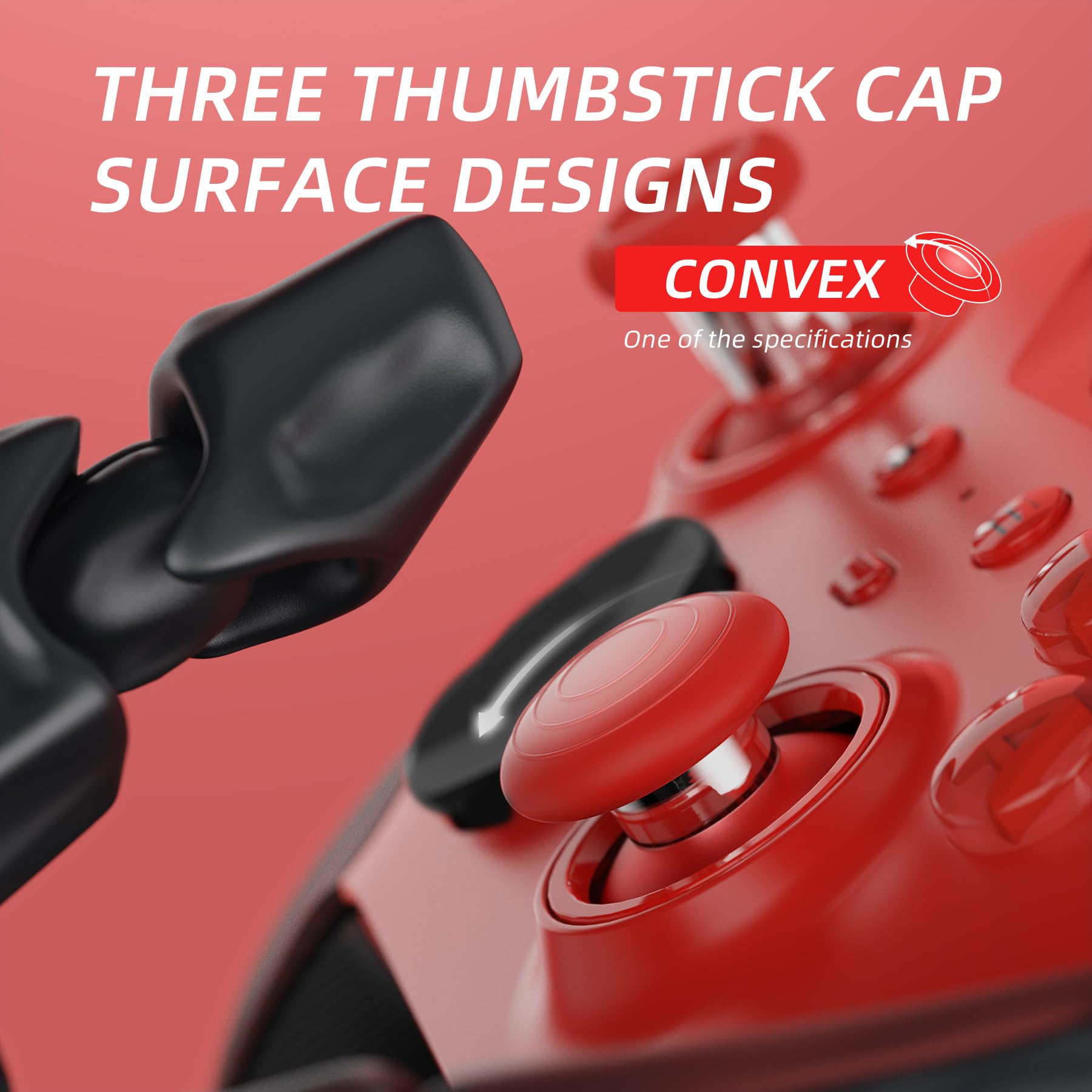 eXtremeRate 6 in 1 Magnetic Metall Thumbsticks Austauschbare Joysticks Analogsticks Kappen Tasten Set für Xbox Elite Series 2 & Series 2-Core Controller-Rot&Silber