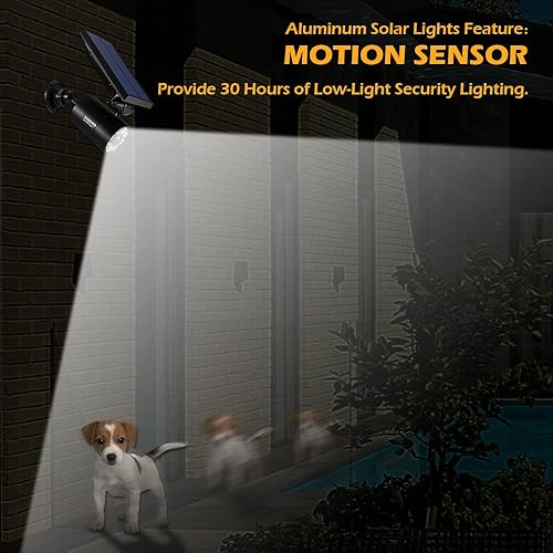 Miniatura 6 de Luces solares de movimiento para exteriores de 9 vatios (equivalente a 110 vatios) Focos solares de aluminio de 1400 lúmenes, seguridad