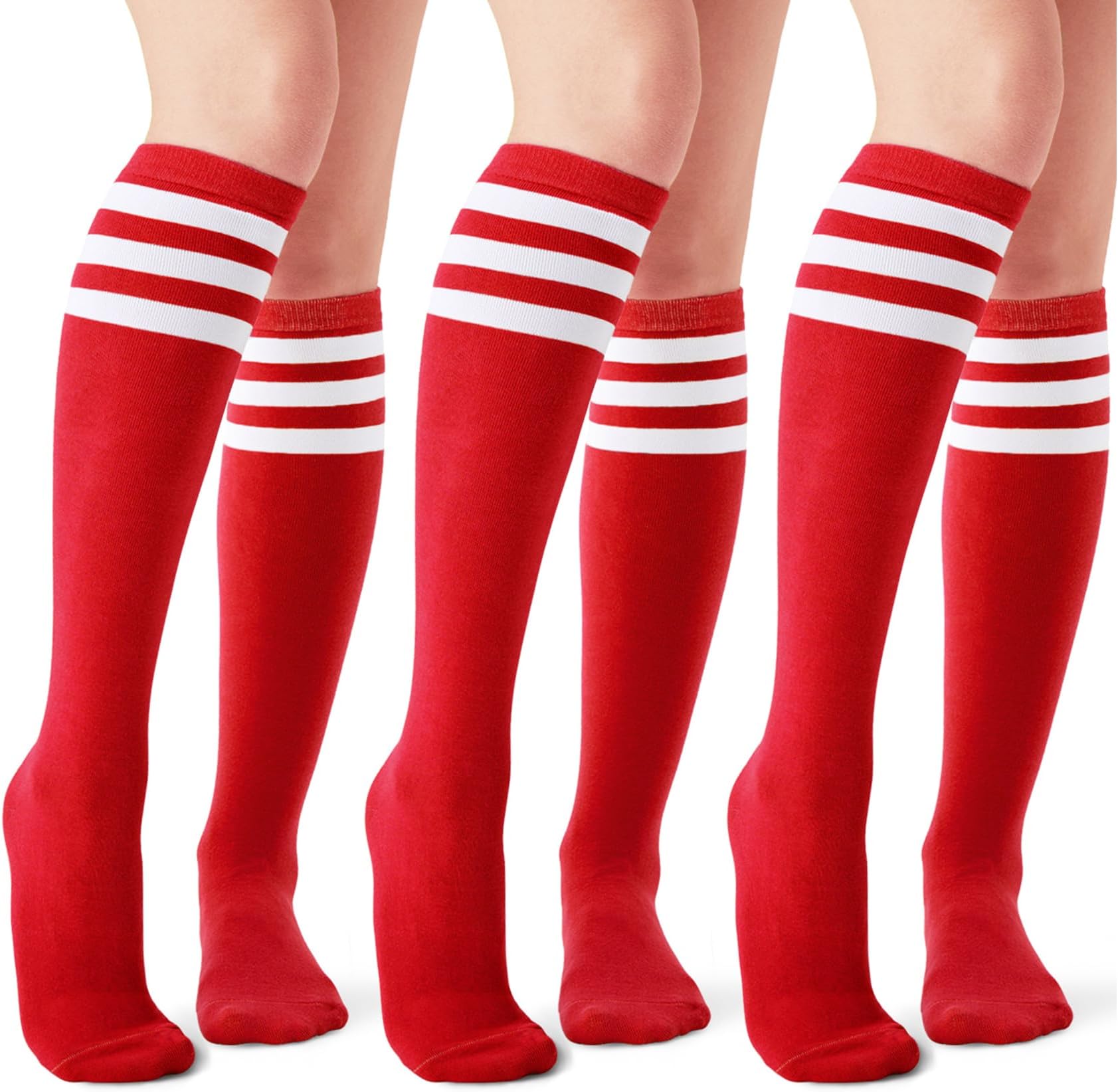 Women red knee high socks