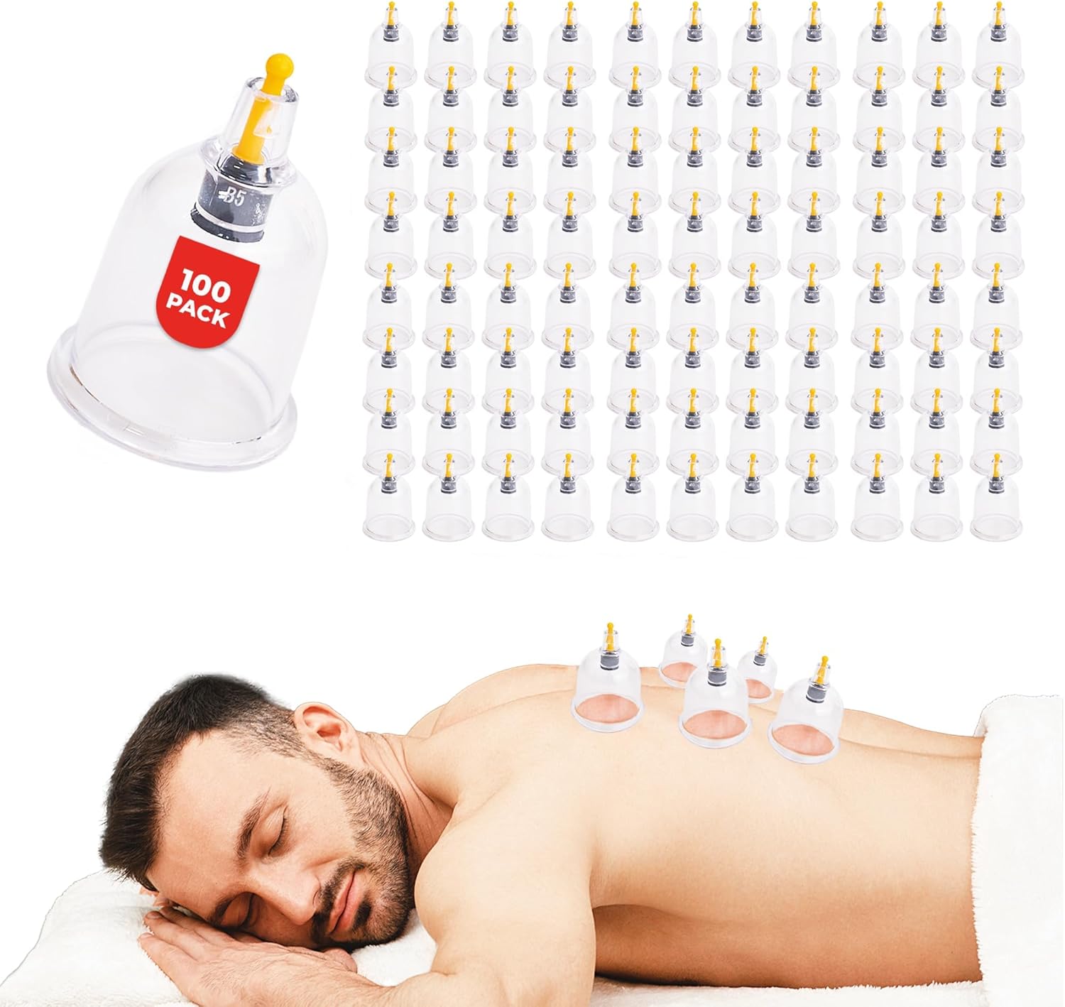[100 Pack Bulk Cupping Set for Massage Therapy - B1 B2 B3 B4 B5 B6 B7 U4 U5 - B5 (1.73 in) - Wholesale Professional Cupping Therapy Set, Cuppings Kit for Massage and Physical Therapy Kit