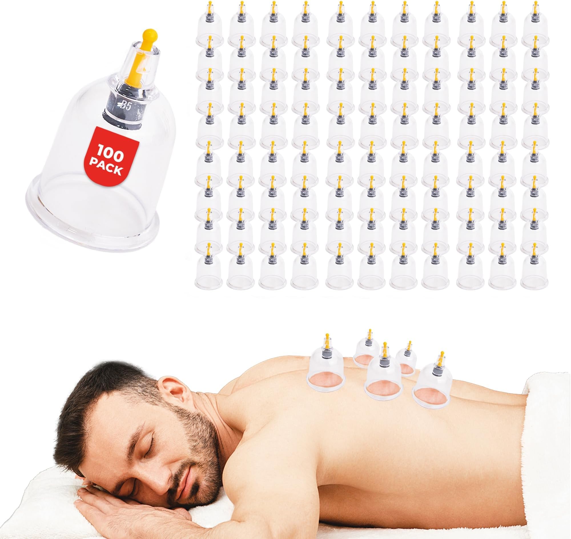 [100 Pack Bulk Cupping Set for Massage Therapy - B1 B2 B3 B4 B5 B6 B7 U4 U5 - B5 (1.73 in) - Wholesale Professional Cupping Therapy Set, Cuppings Kit for Massage and Physical Therapy Kit