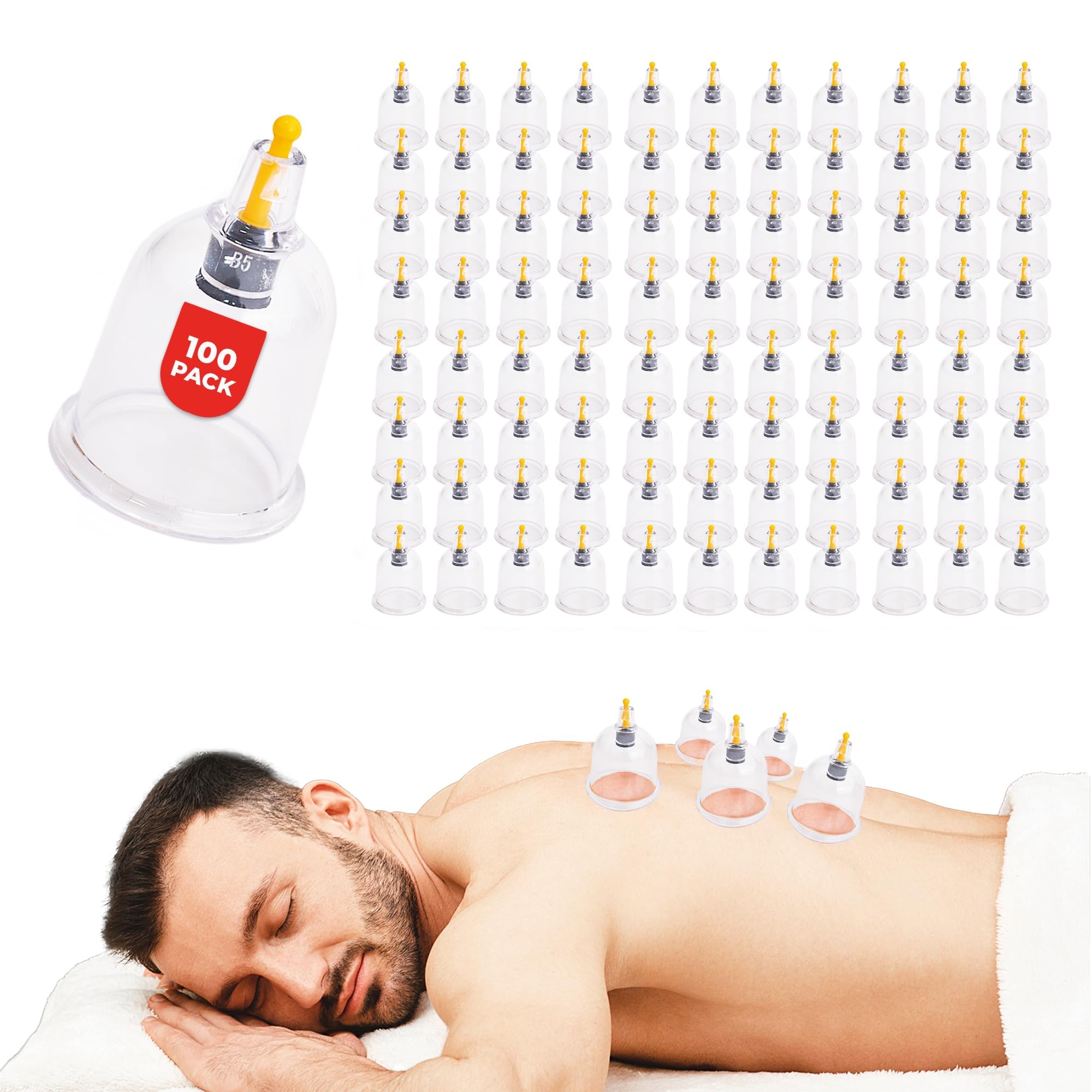 [100 Pack] Bulk Hijama Cups for Cupping - B1 B2 B3 B4 B5 B6 B7 U4 U5 - B5 (44 mm / 1.73 in) - Wholesale Professional Cupping Therapy Set