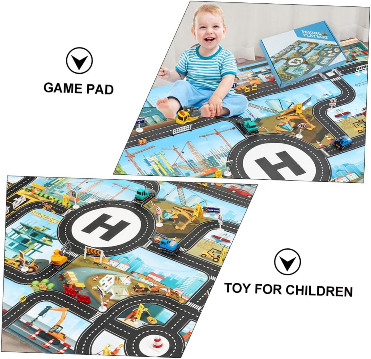 1set Cognitive Parlor Game Mat for Boys and Girls Assorted Rug Indoor City Traffic Scene Realistic Signs for Fun Learning and Imaginative Play