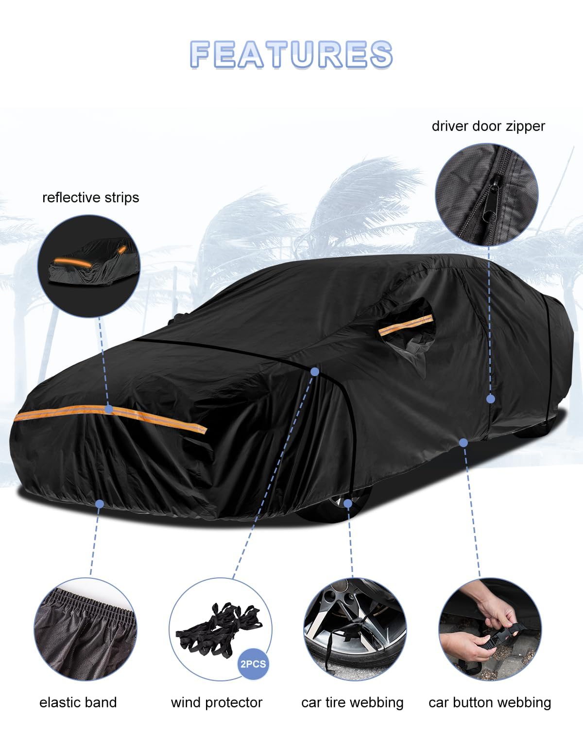 Car Cover Waterproof All WeatherCustom Fit for Chevy Camaro 2010-2025 Heavy Duty Outdoor Full Exterior Cover for Automobiles — view 5