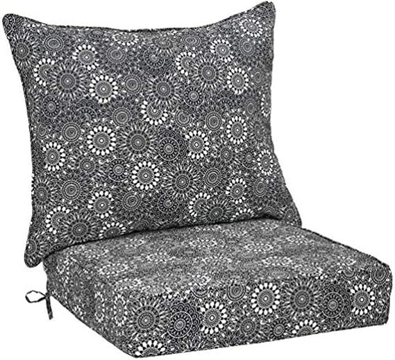 Amazon Basics Deep Seat Patio Seat and Back Cushion Set Black Floral