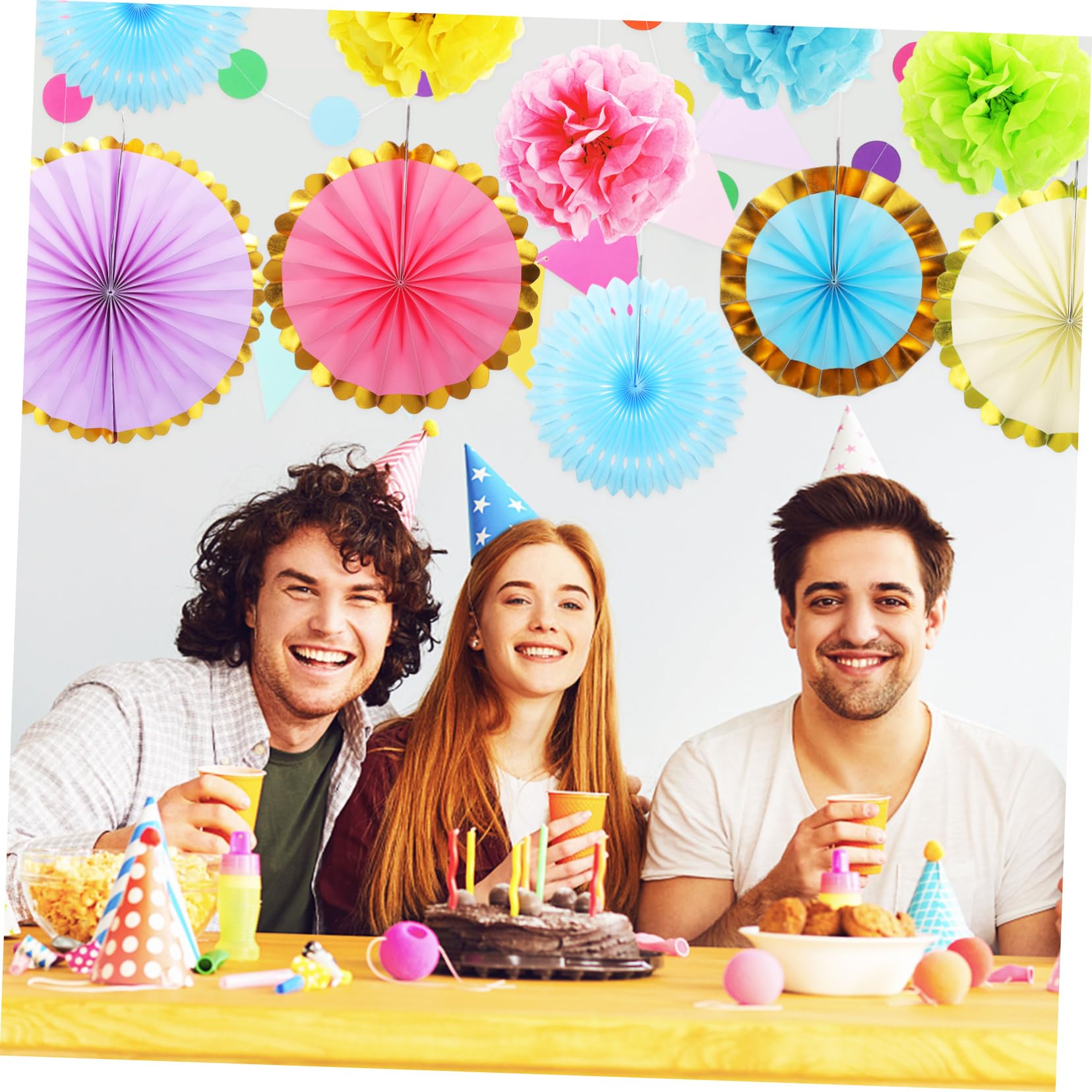 Abanicos de Papel Pompones de Papel de Tonos Pastel Decoraciones para Fiestas para Aulas y Cumpleaños