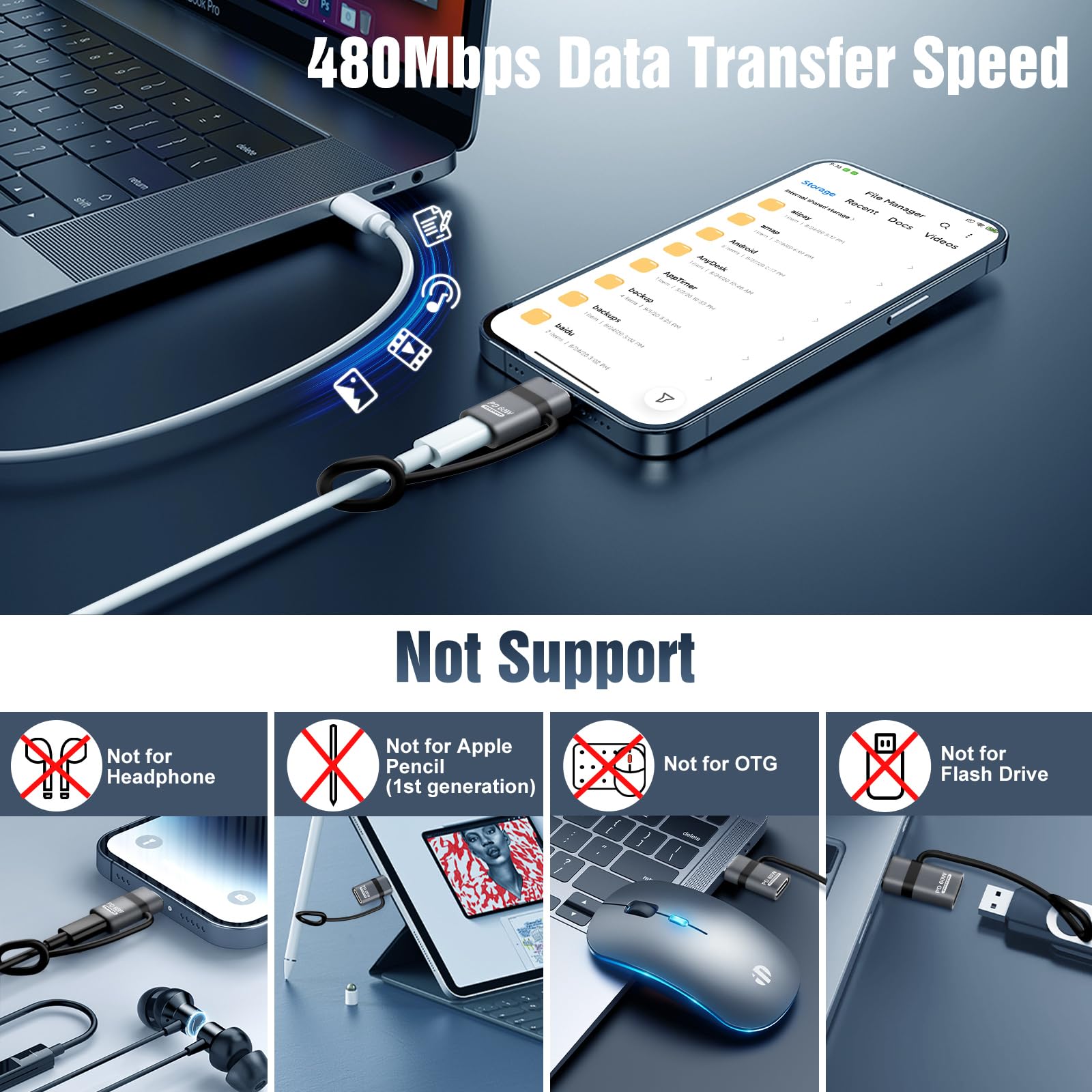 Cugunu Adaptador De Audio Lightning (hembra) A USB C (macho) Con Cargador Tipo C (hembra), Convertidor De Carga Para Auriculares Y Tipo C Para IPhone 16 15, IPad, MacBook