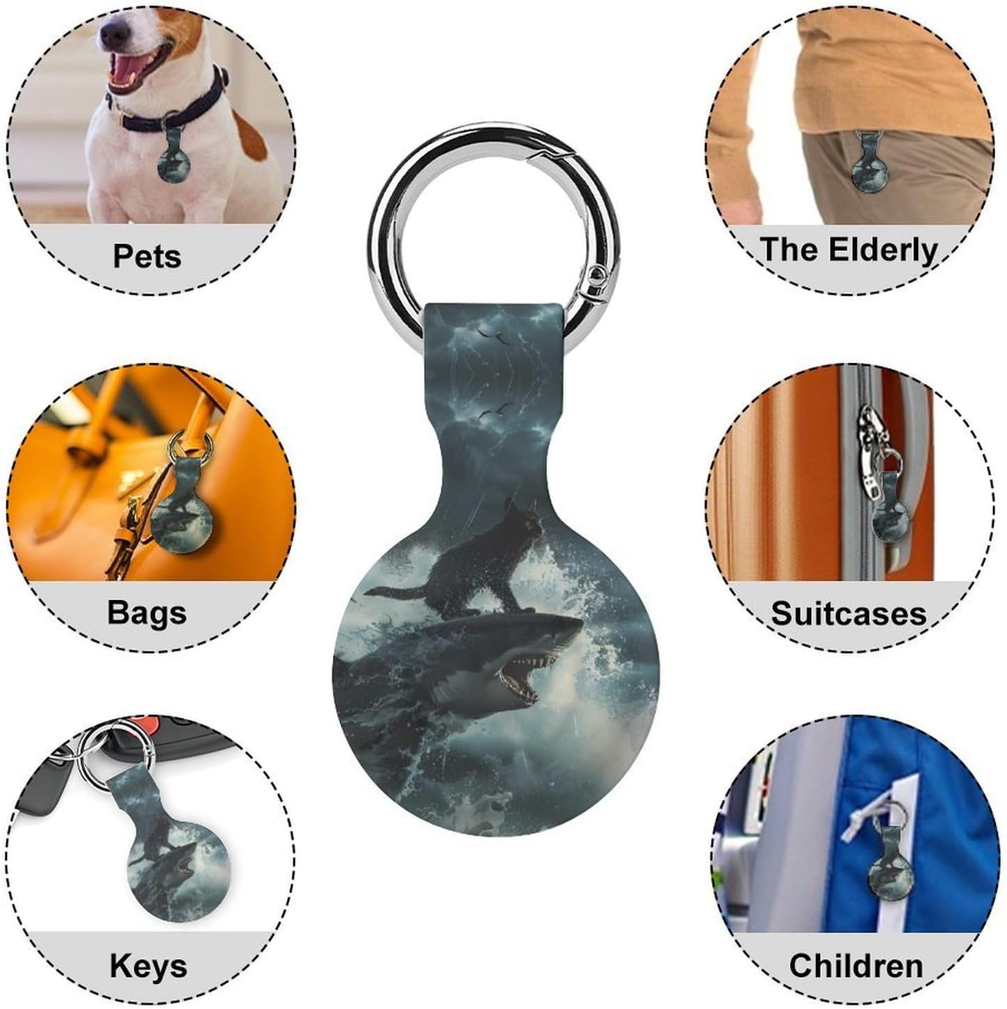Cat Surfing on Shark Protective Case Shockproof Cover 2PCS image 3