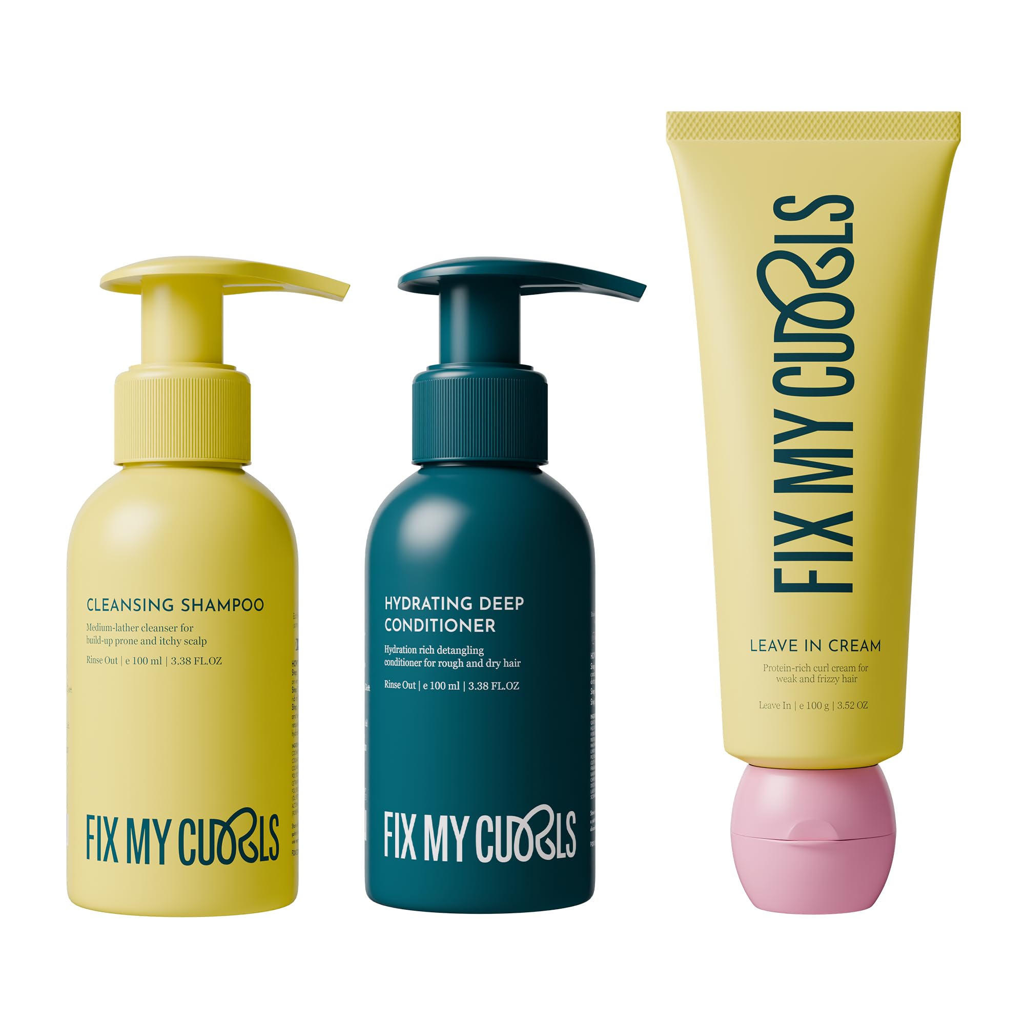 Fix My Curls 3 Step Curl Defining Bundle | Cleansing Shampoo, Hydrating Deep Conditioner & Leave in Cream | For Curly, Wavy & Frizzy Hair | Sulphate & Silicone Free | Curl Defining Kit (100gm each)-image-42