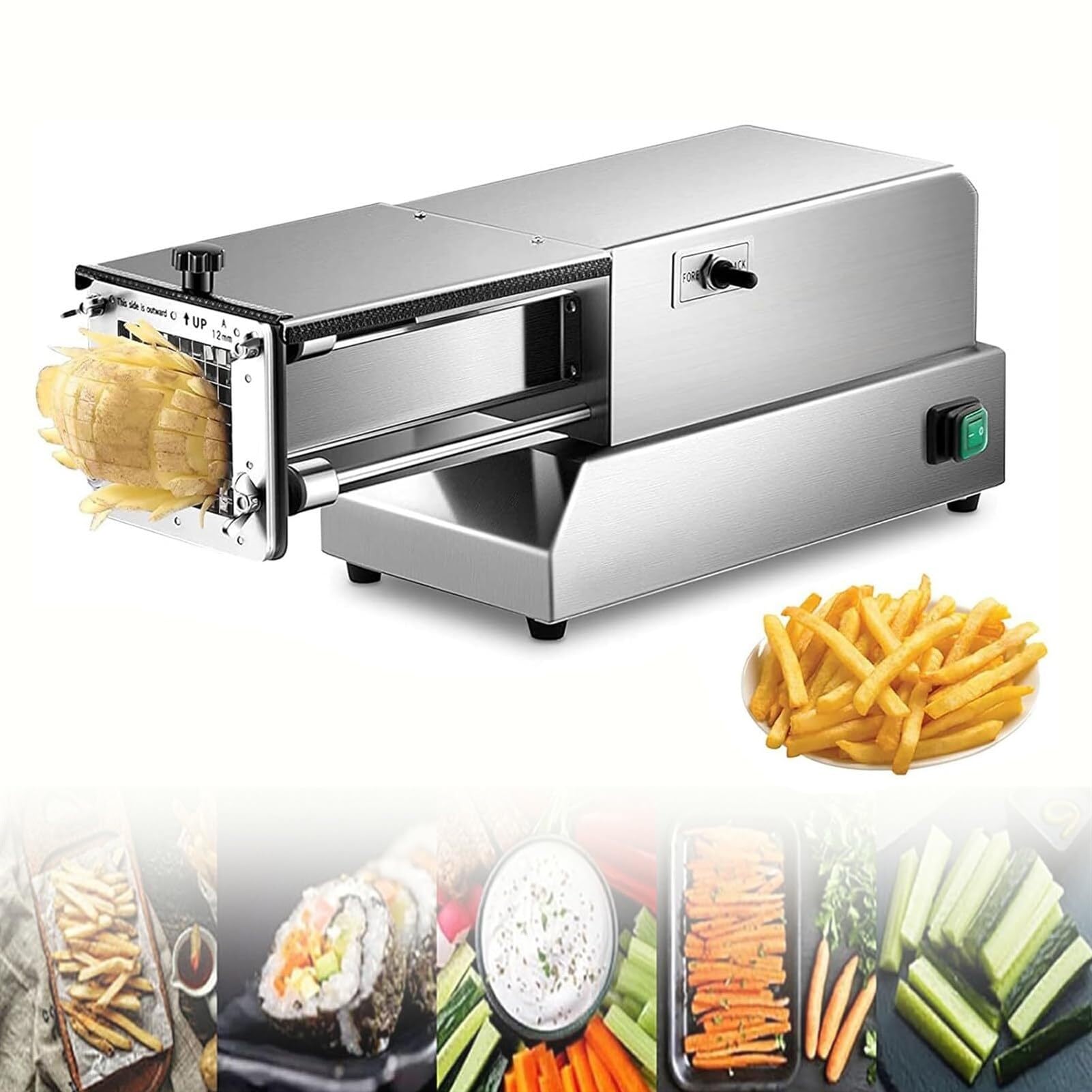 AYCDL Electric French Fry Cutter, Home Potato Slicer, Commercial Vegetable Cutter for Food Court, Snack Bar,8mm,8mm
