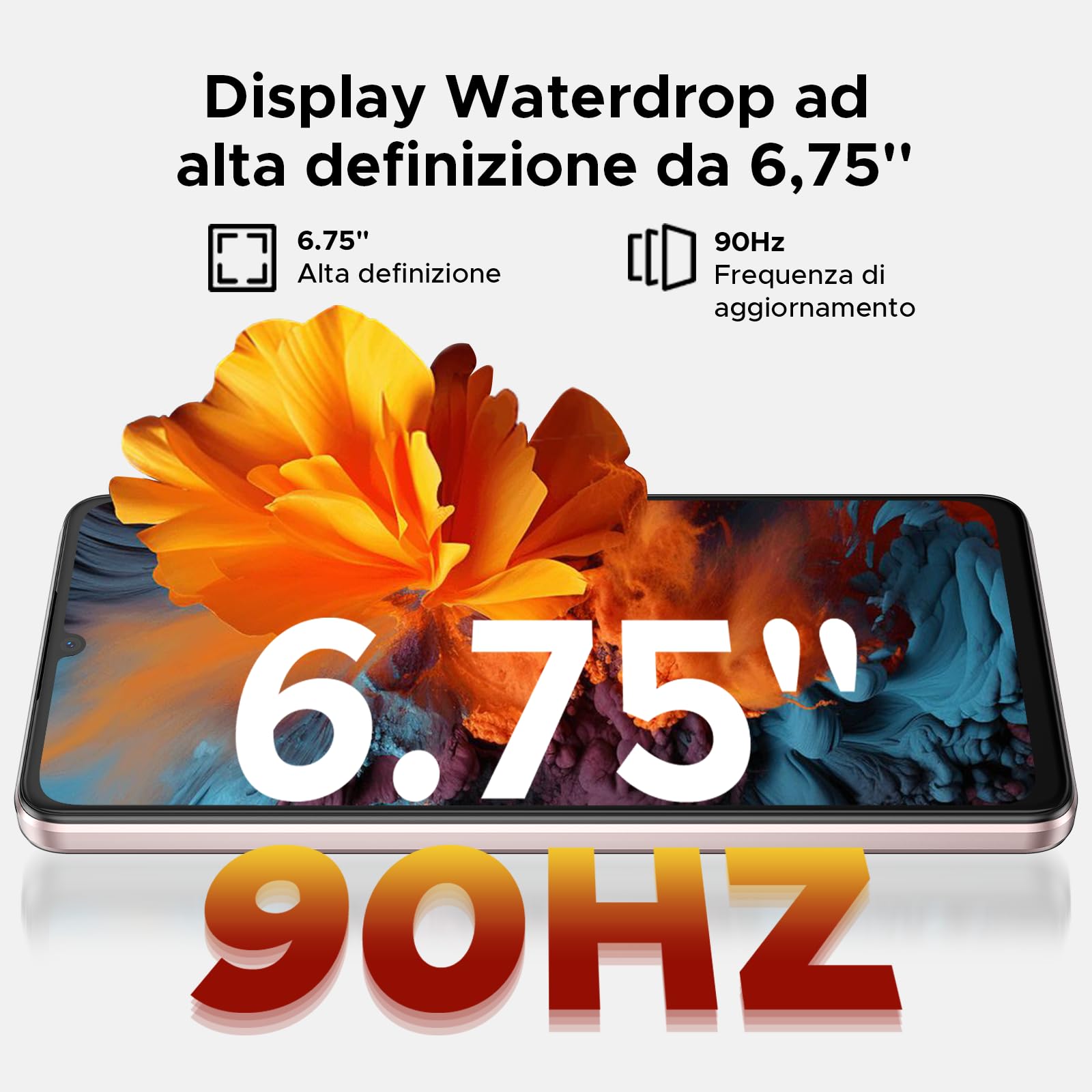 Note 58 Pro Smartphone Android 16, 32(8+24) GB+256GB/2TB TF Cellulare, 6.75" HD+ 90Hz Schermo,6250mAh, 16MP+8MP Telefono Cellulare, 4G Dual SIM/Octa Core/Widevine L1/NFC/OTG/Face ID/GPS