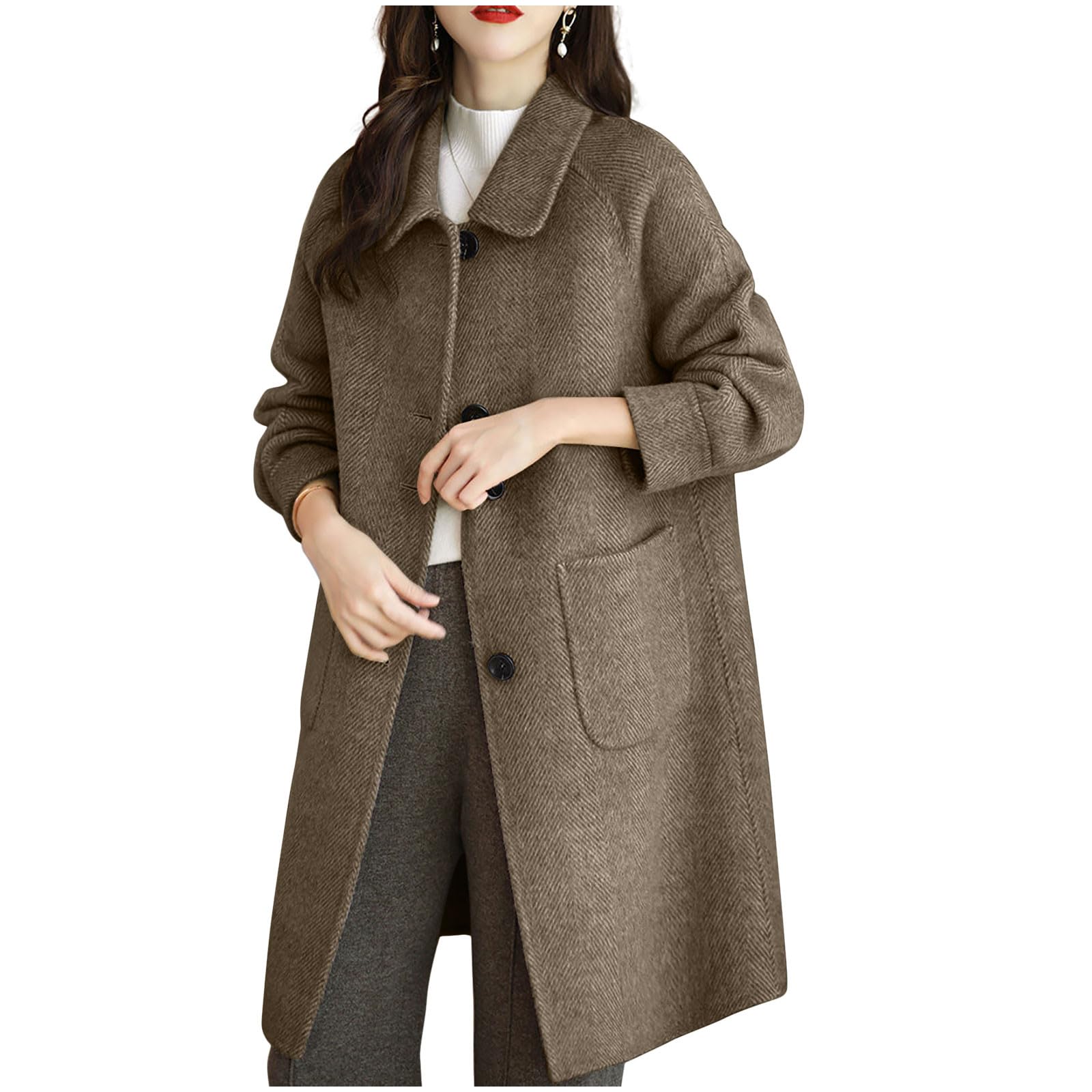 Trench Coat Women Long Single Breasted Peacoat Long Sleeve Notch Lapel Overcoat Casual Fashion Overcoat Winter Fall