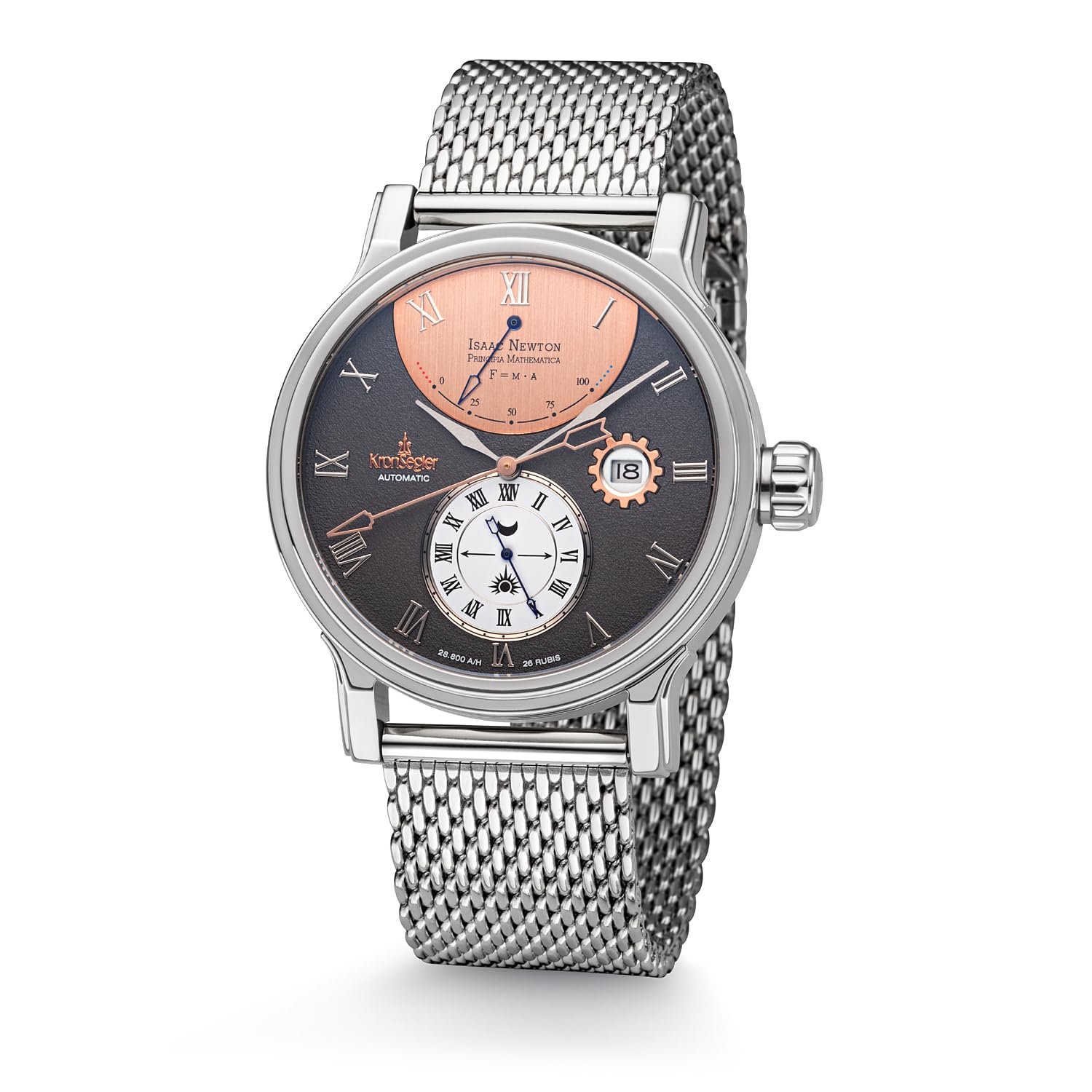 Kronsegler Isaac Newton - Principia Mathematica Herren Armbanduhr Automatik Stahl-Umbra