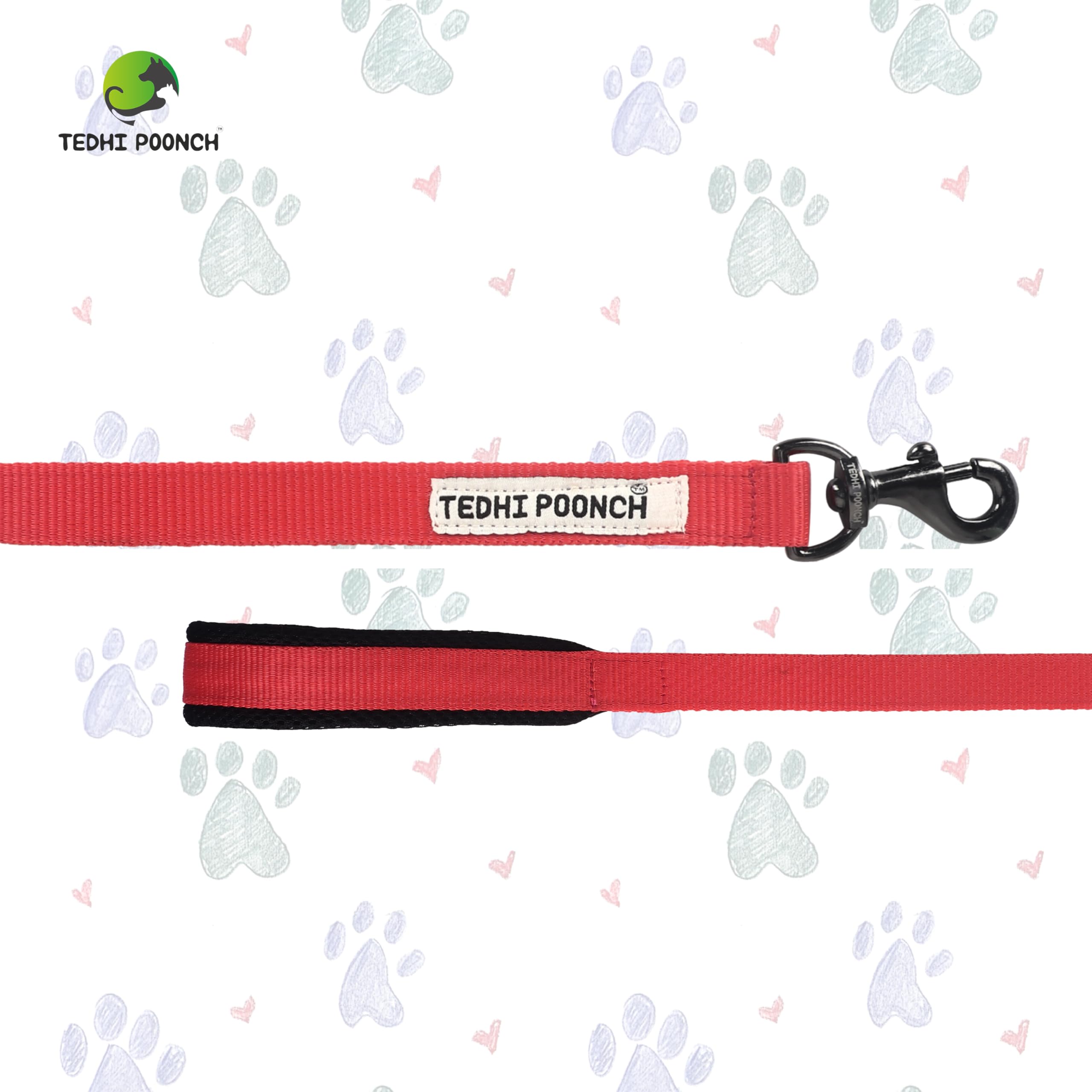 TEDHI POONCH Tarbooj Premium Long Length Durable Sturdy Training Leash-with Soft Padded Handle- for Dogs and Puppies | Red | Medium 2