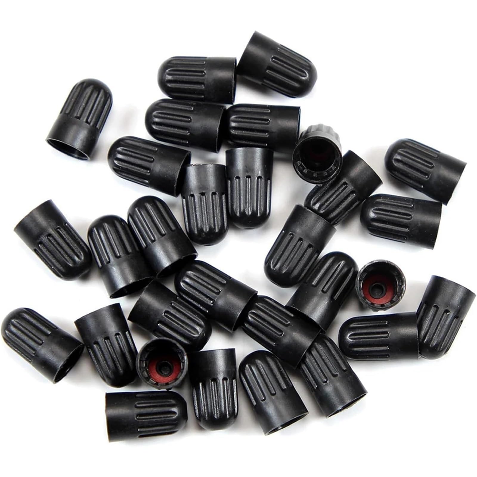 100 tappi antipolvere per valvole con guarnizione in gomma, in plastica nera, accessori per auto, moto, biciclette, camion