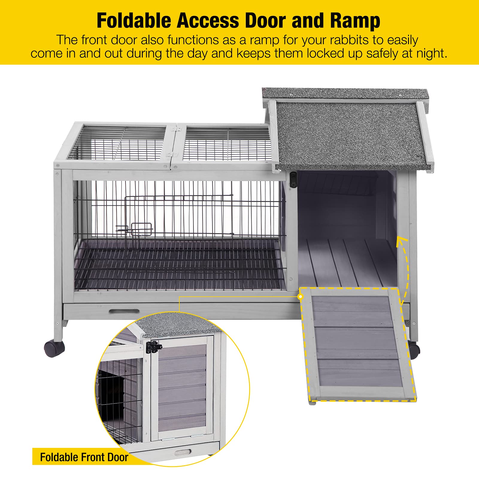 Aivituvin Rabbit Hutch Indoor Bunny Cage Outdoor Rabbit House Bunny
