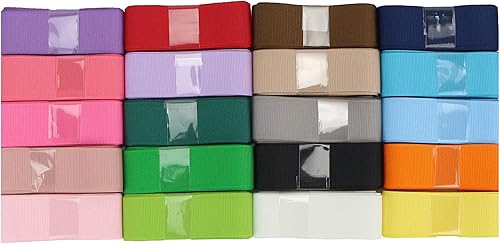 Miniatura 8 de Cinta de grogrén de 1 pulgada, 20 colores lisos, 1 pulgada x 2 yardas cada uno, total de 40 yardas por paquete, cintas finas de tela gruesa de