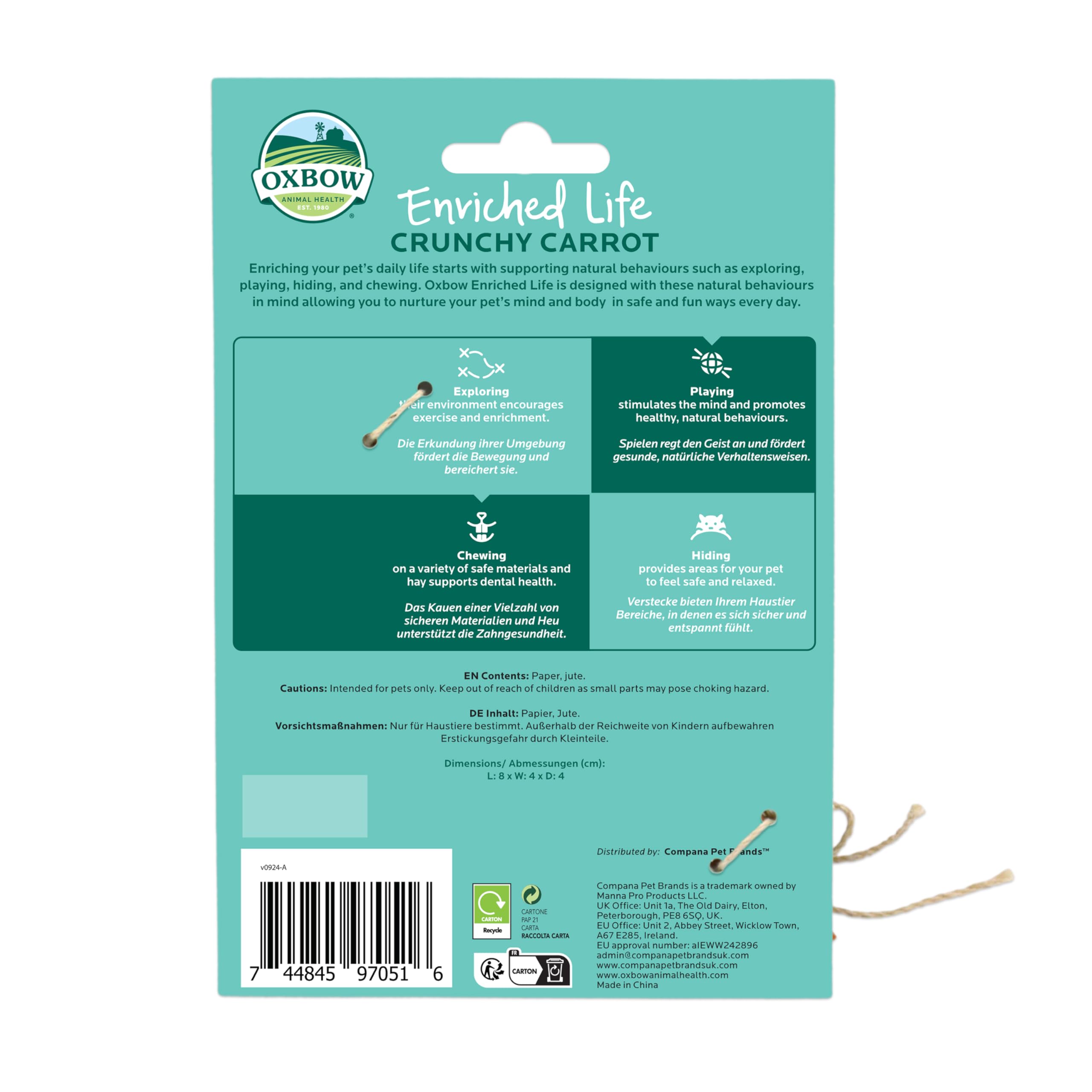 Oxbow Enriched Life Carota Croccante - Giocattoli per Conigli, Porcellini d'India, Criceti, Ratti - 3