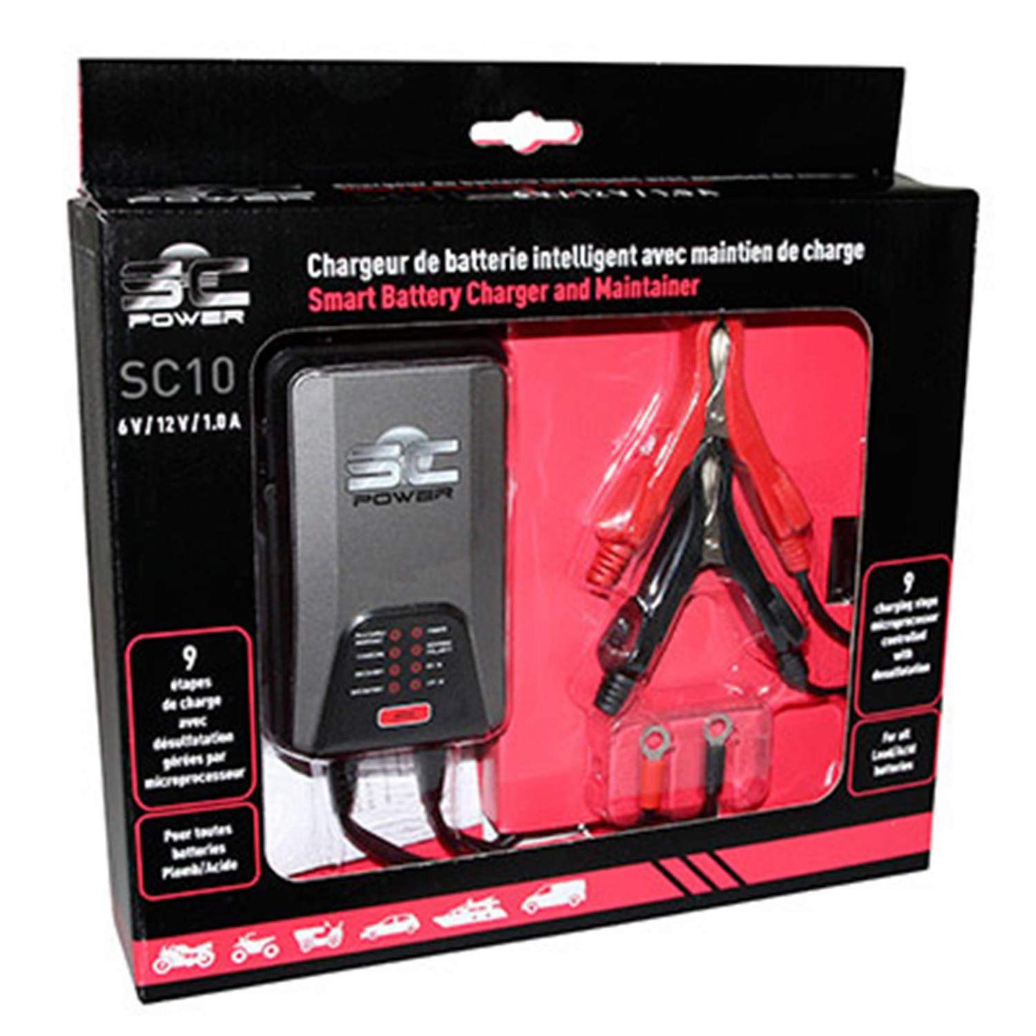 Chargeur SC10-1Ah - 6V/12V sélectionnable - SC Power
